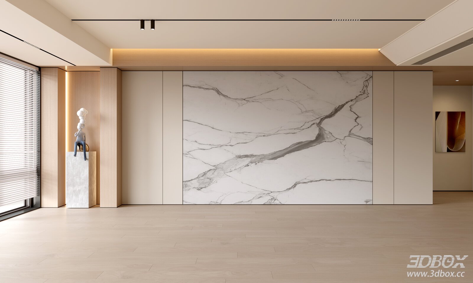 Modern Cream Style Living Room Marble Background Wall