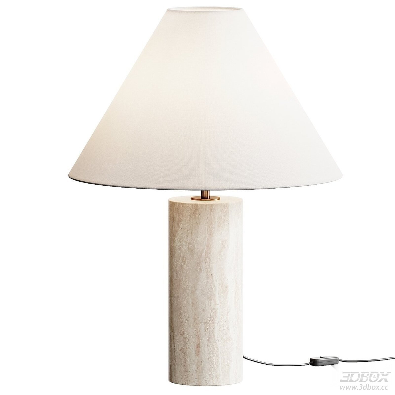 Modern Travertine Base Table Lamp with Fabric Shade