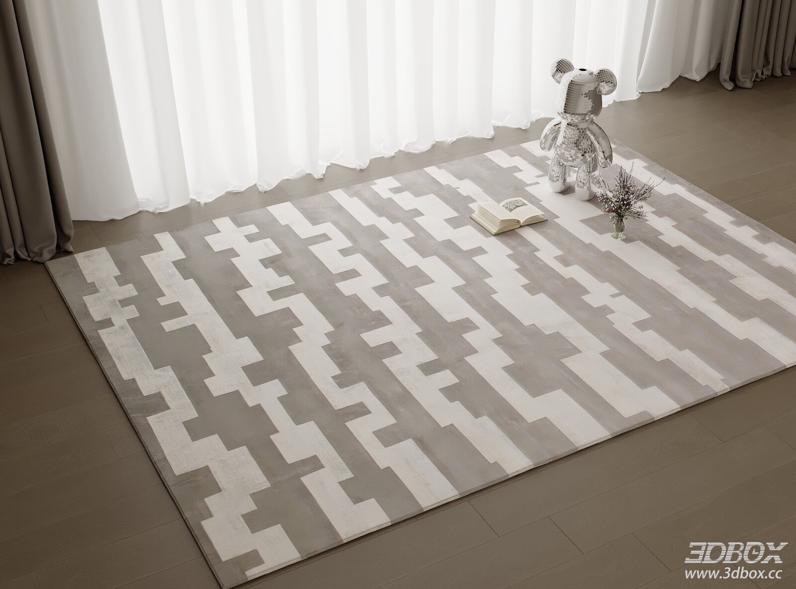 Modern Geometric Pattern Gray Beige Carpet