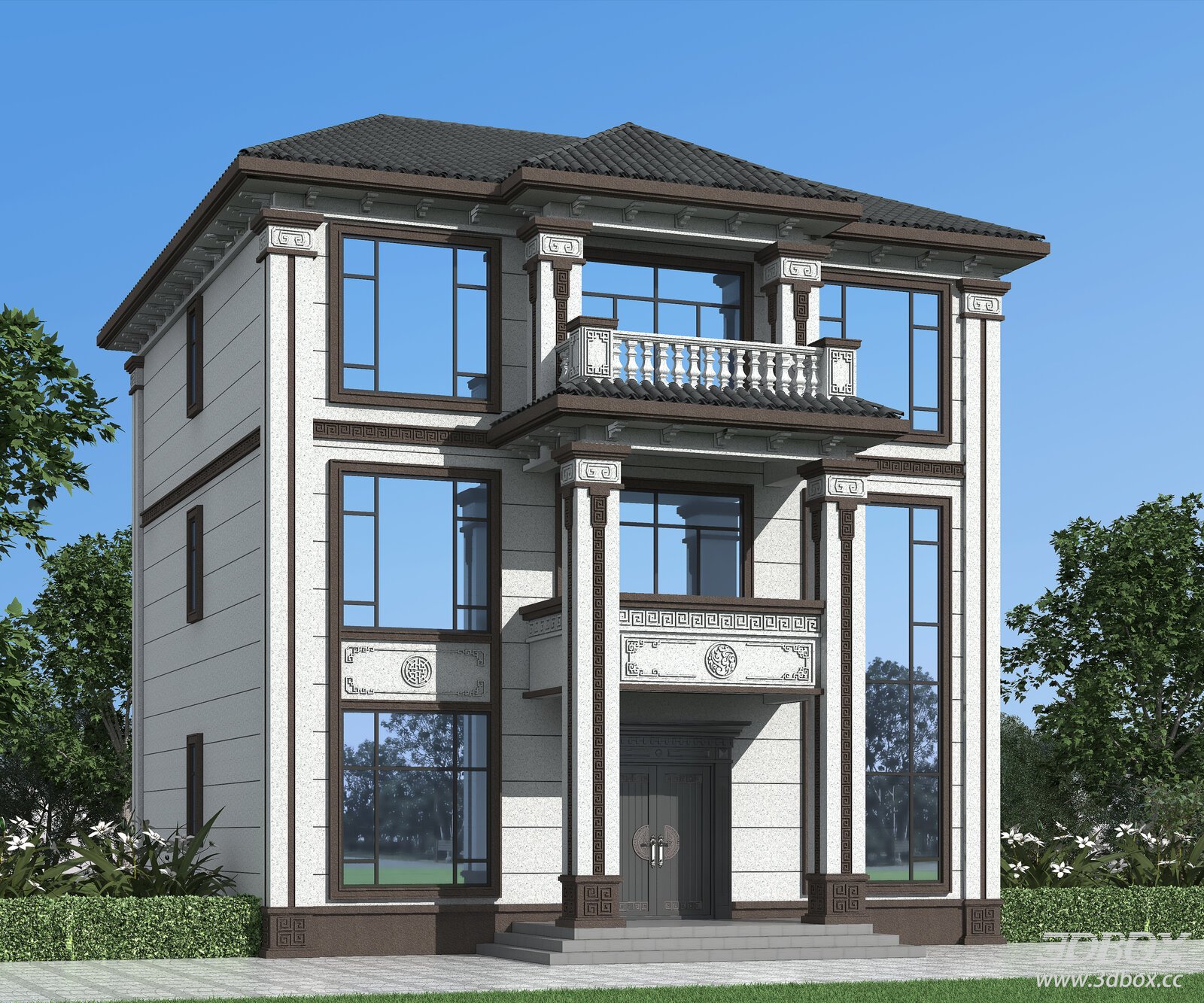 New Chinese Style Three Storey Villa Exterior