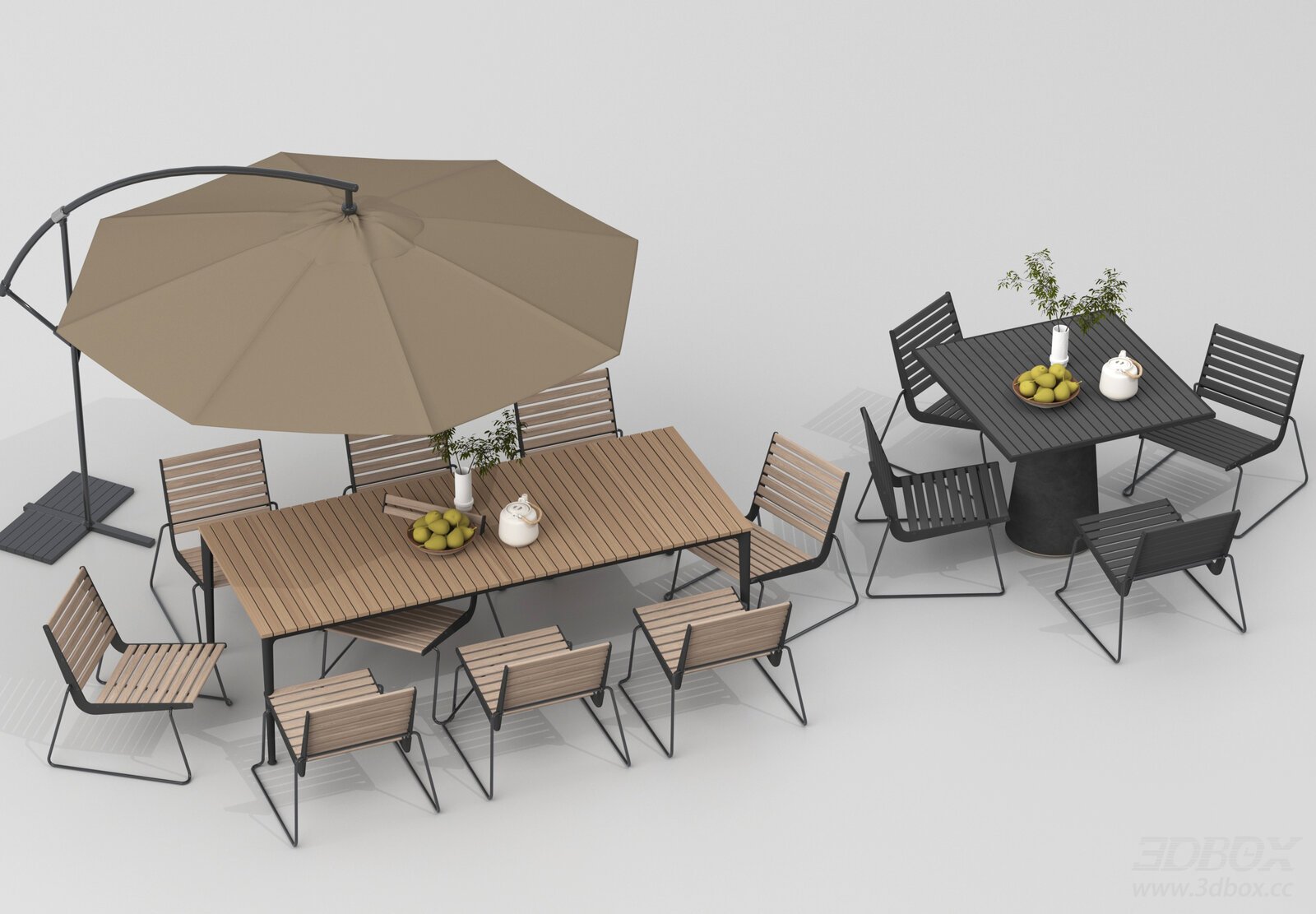 Modern Outdoor Dining Set with Parasol