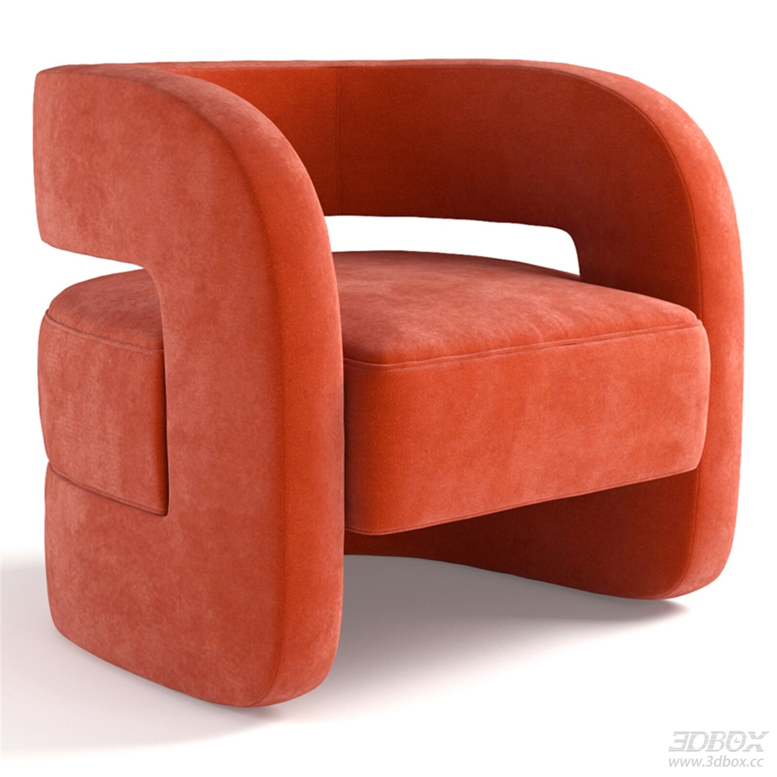 Modern Orange Velvet Armchair