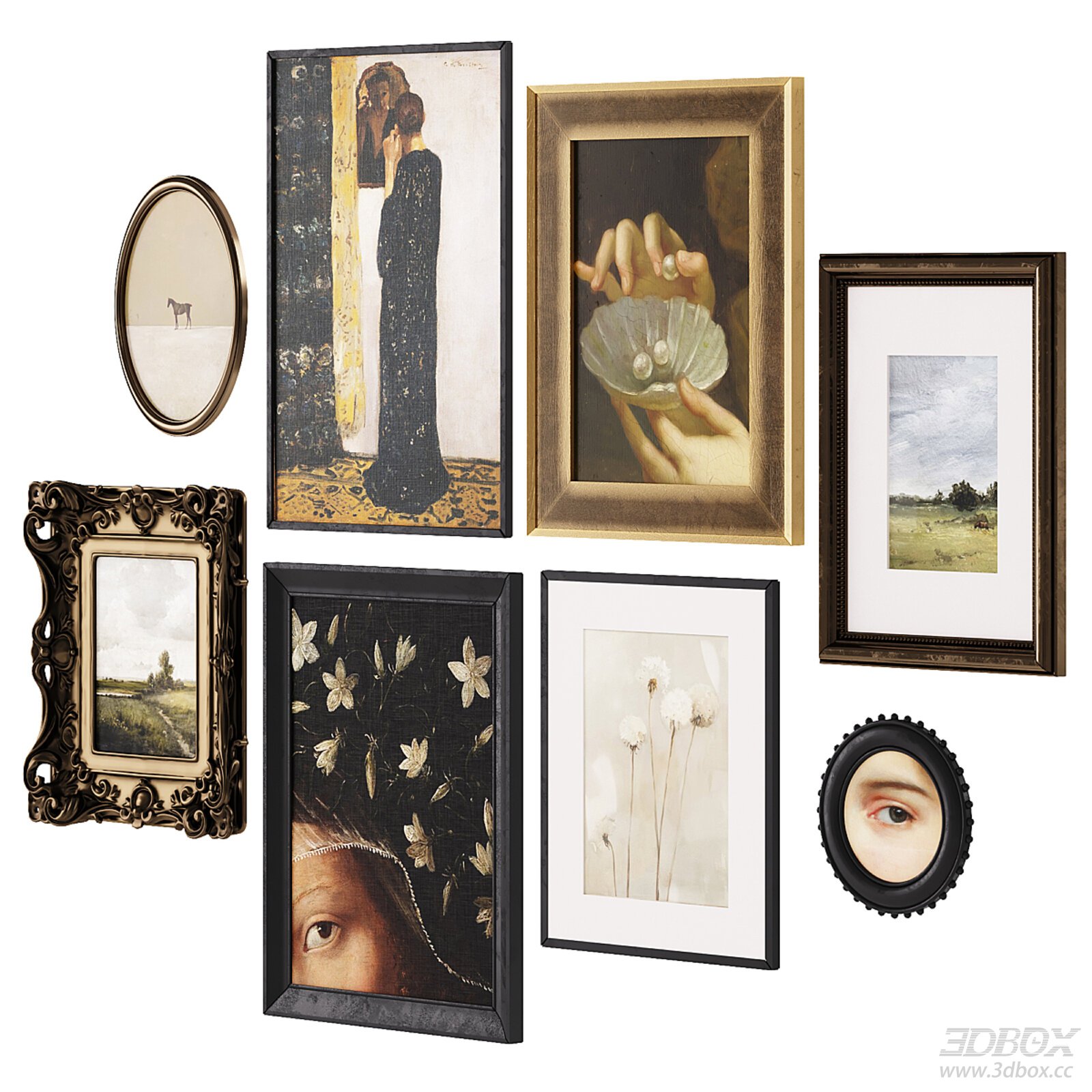 Vintage Framed Painting Artwork Set Wall Decor