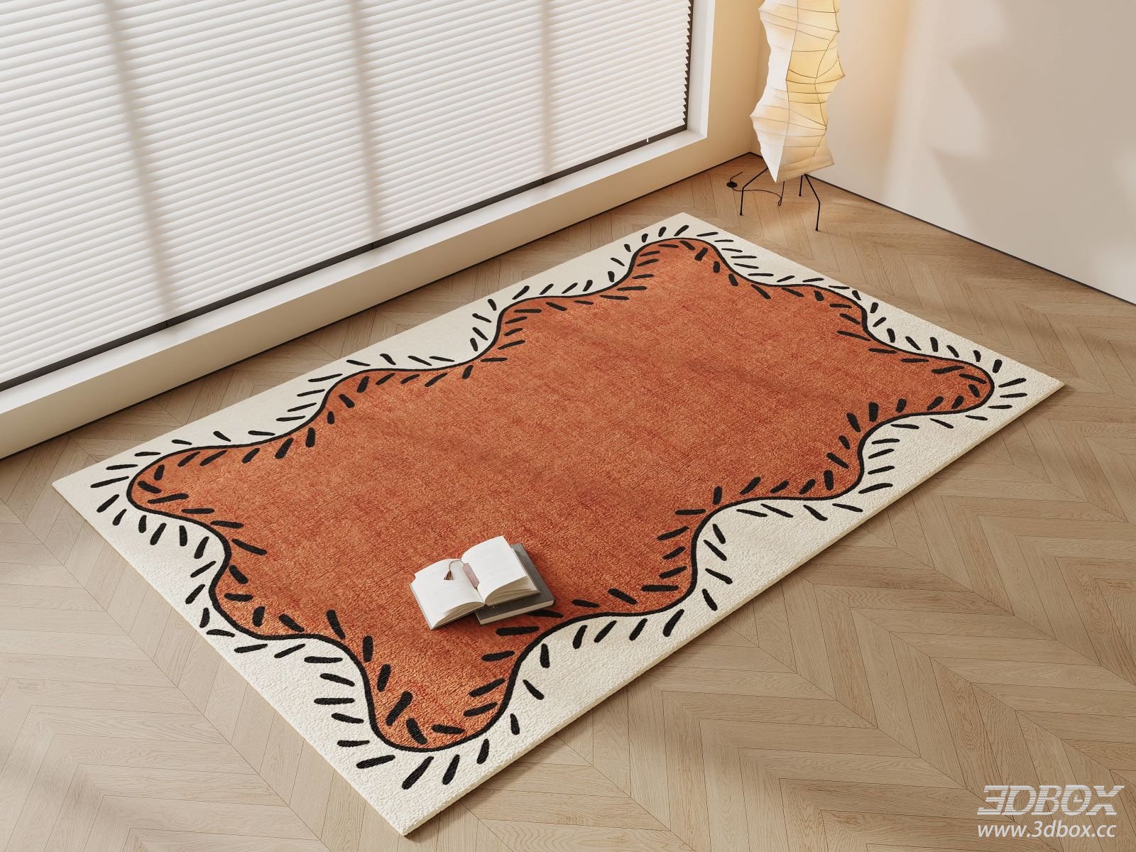 Vintage Mid Century Terracotta Decorative Carpet