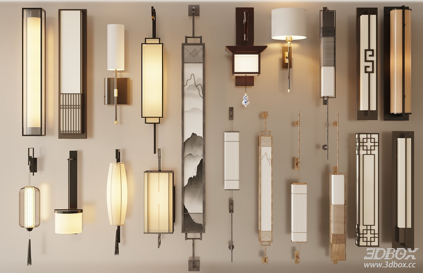 New Chinese Style Wall Lamp Set