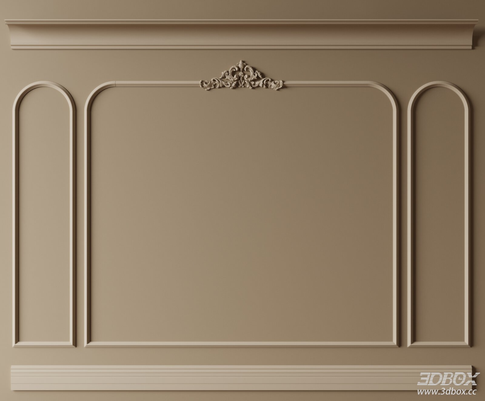 French Neoclassical Plaster Wall Molding with Carved Ornament