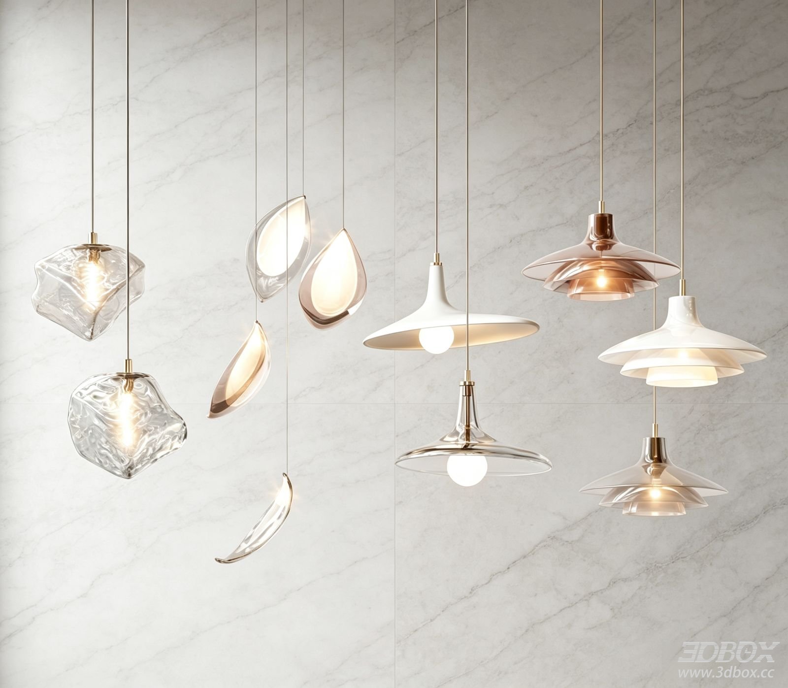 Modern Glass Metal Pendant Ceiling Lamp Set