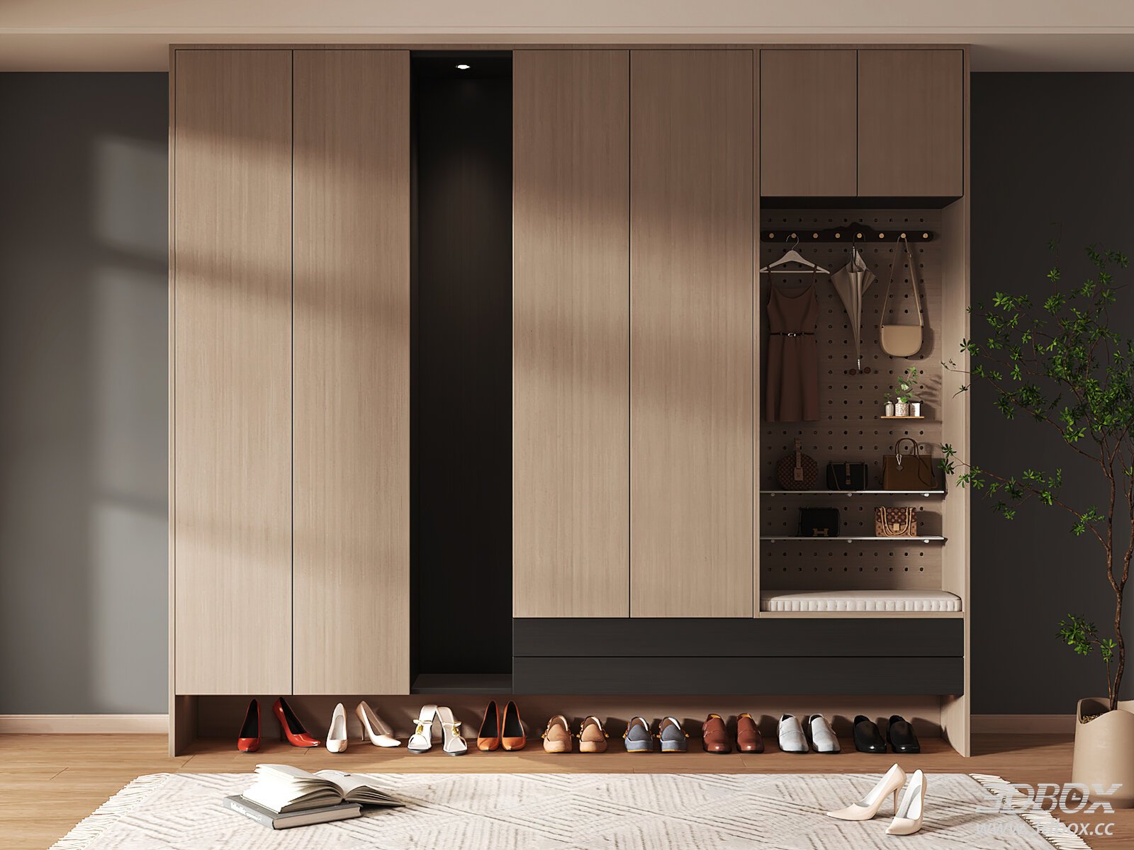Modern Wooden Entryway Shoe Storage Cabinet