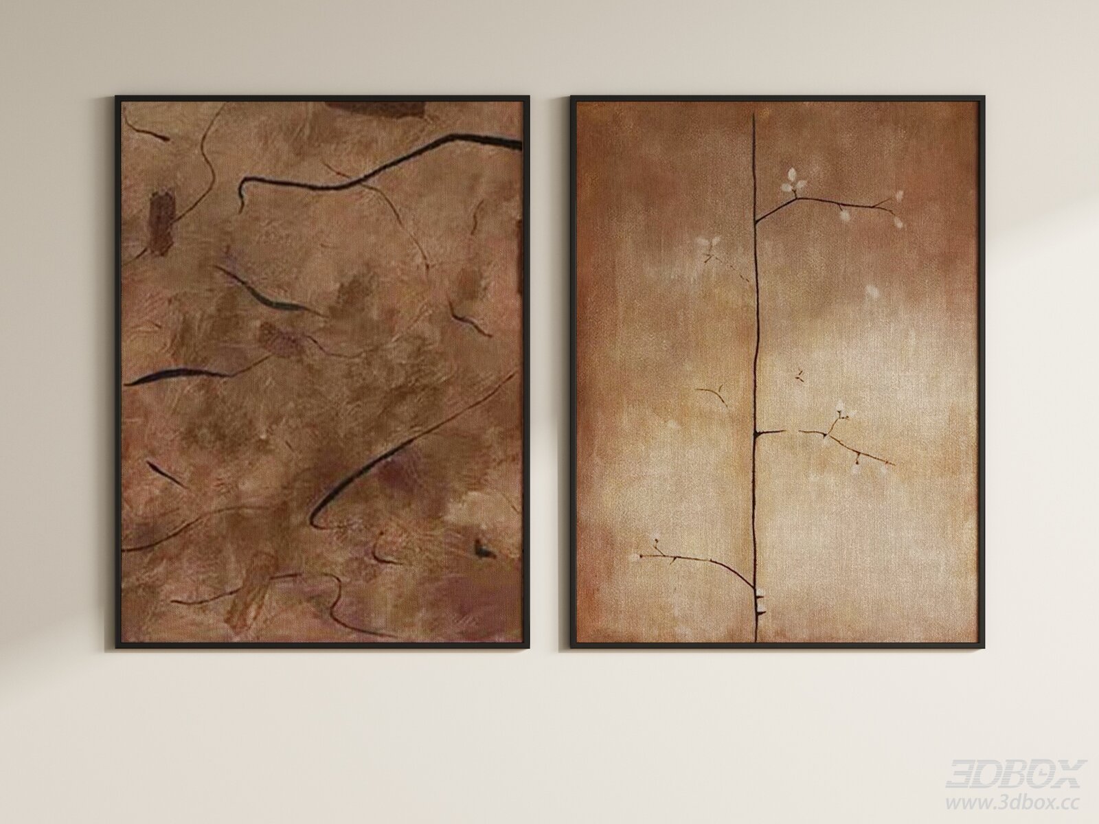 Wabi Sabi Mid Century Abstract Wall Art Set