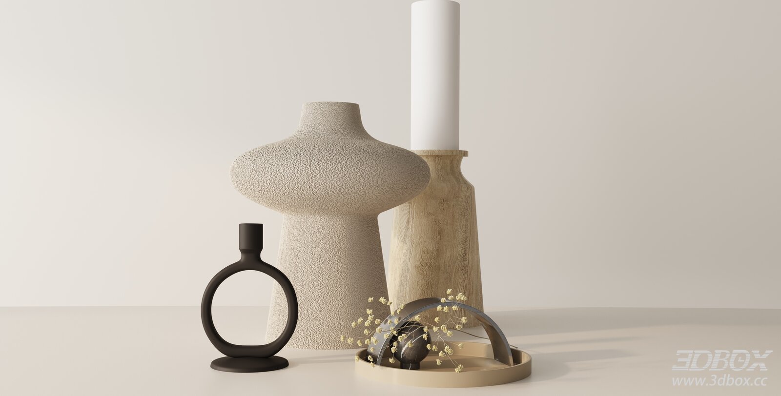 Modern Minimalist Decorative Set Vase Candle Holder Tray