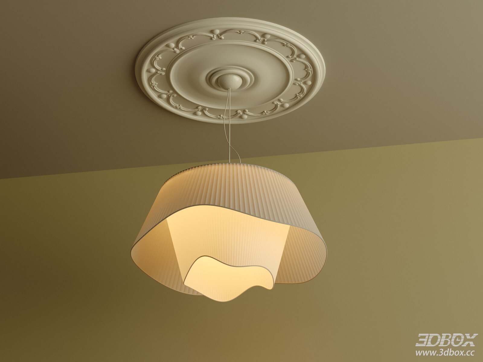 French Style Pleated Fabric Ceiling Lamp