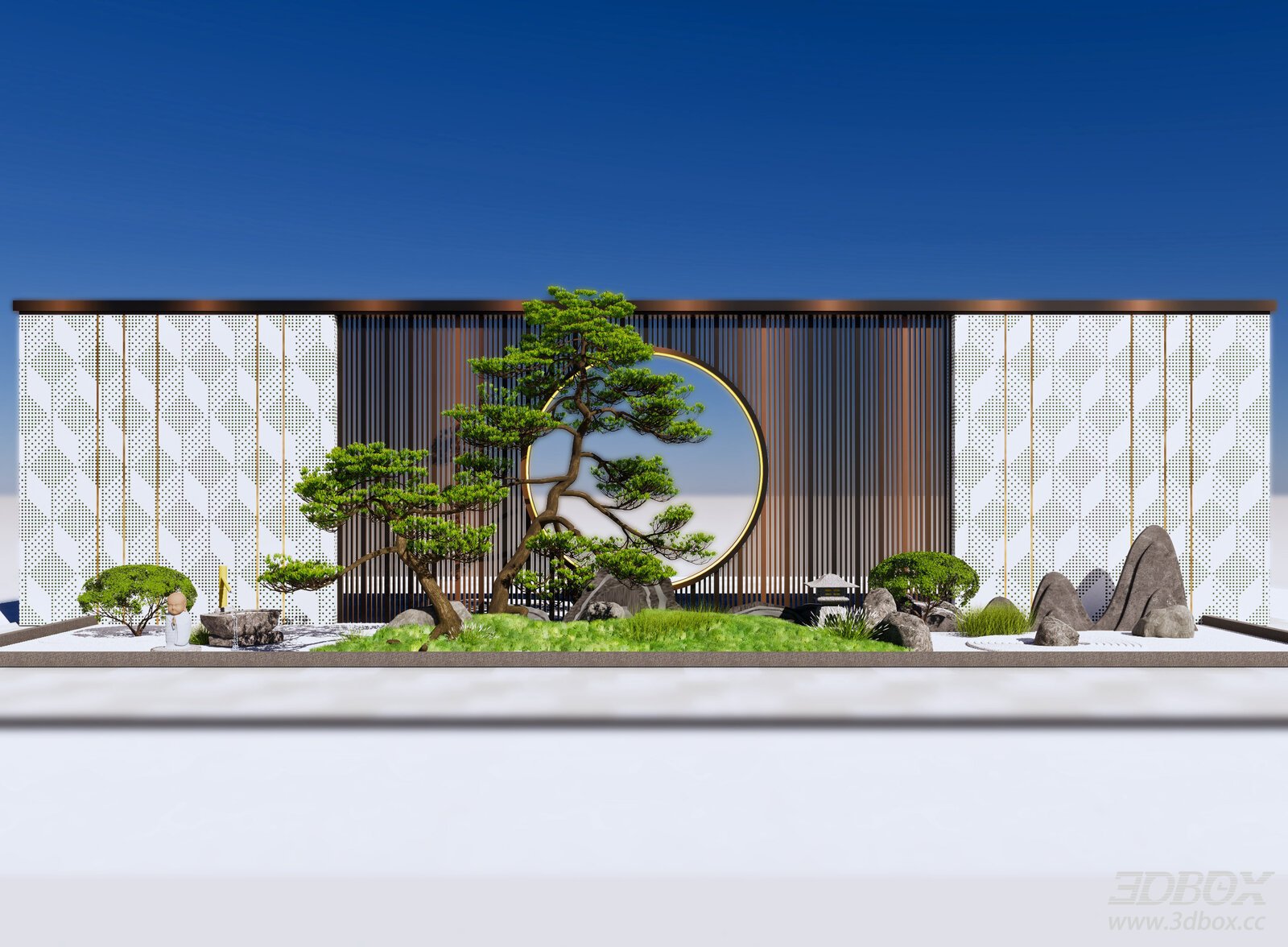 New Chinese Style Zen Landscape Wall Courtyard Scene