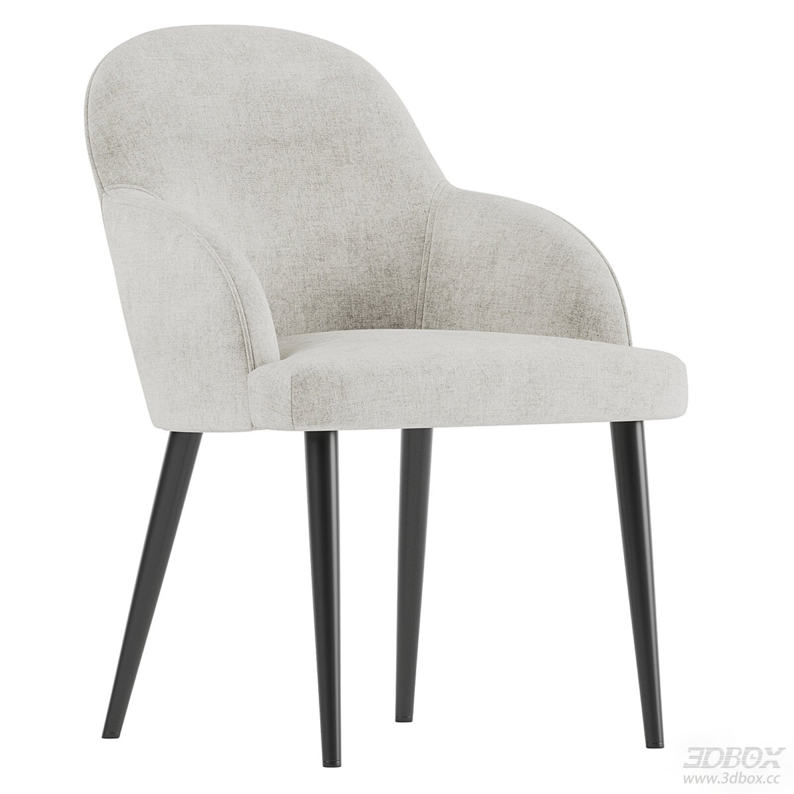 Modern Light Grey Fabric Dining Chair with Black Metal Legs