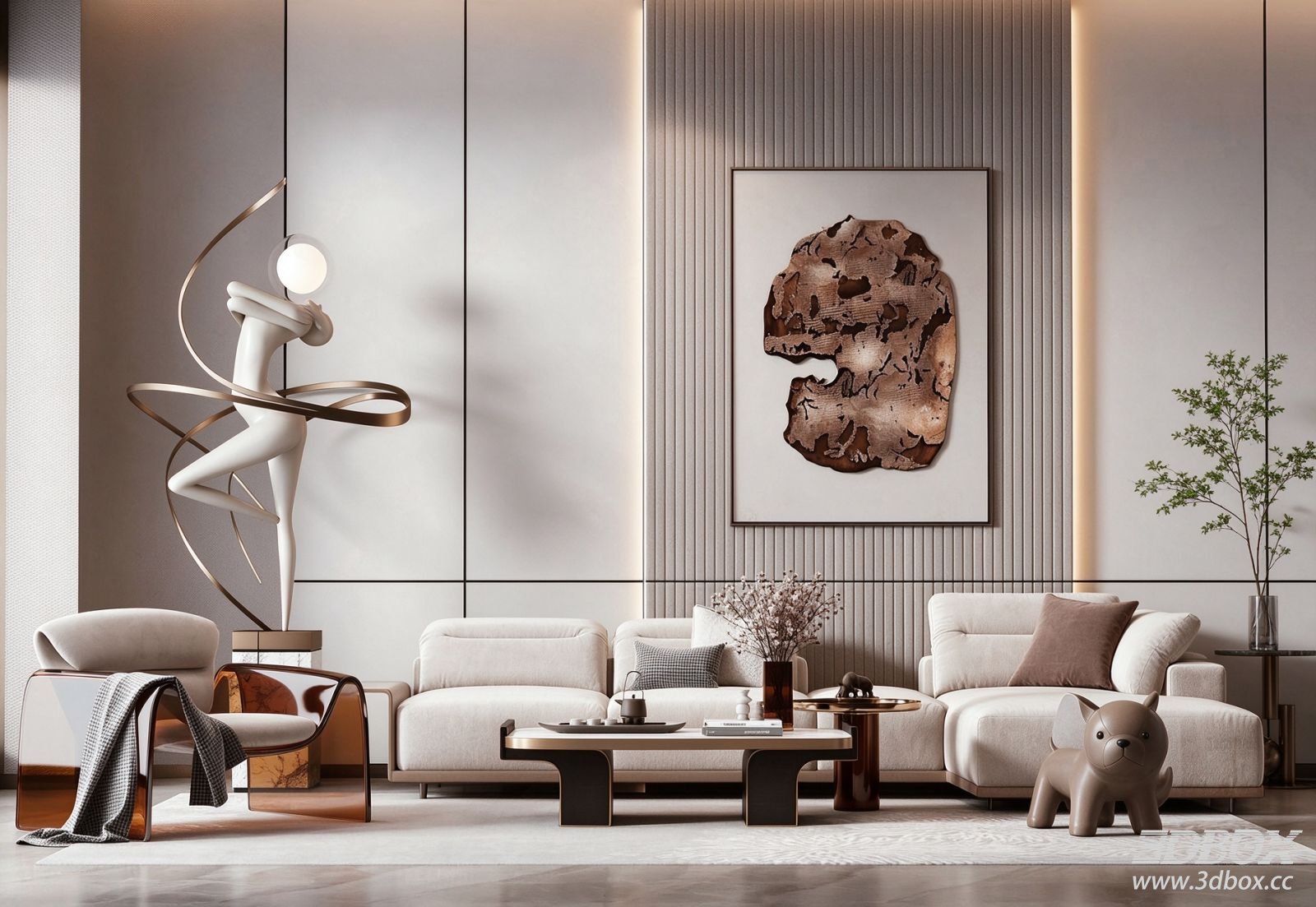 Modern Luxury Living Room with Sofa Set and Coffee Table