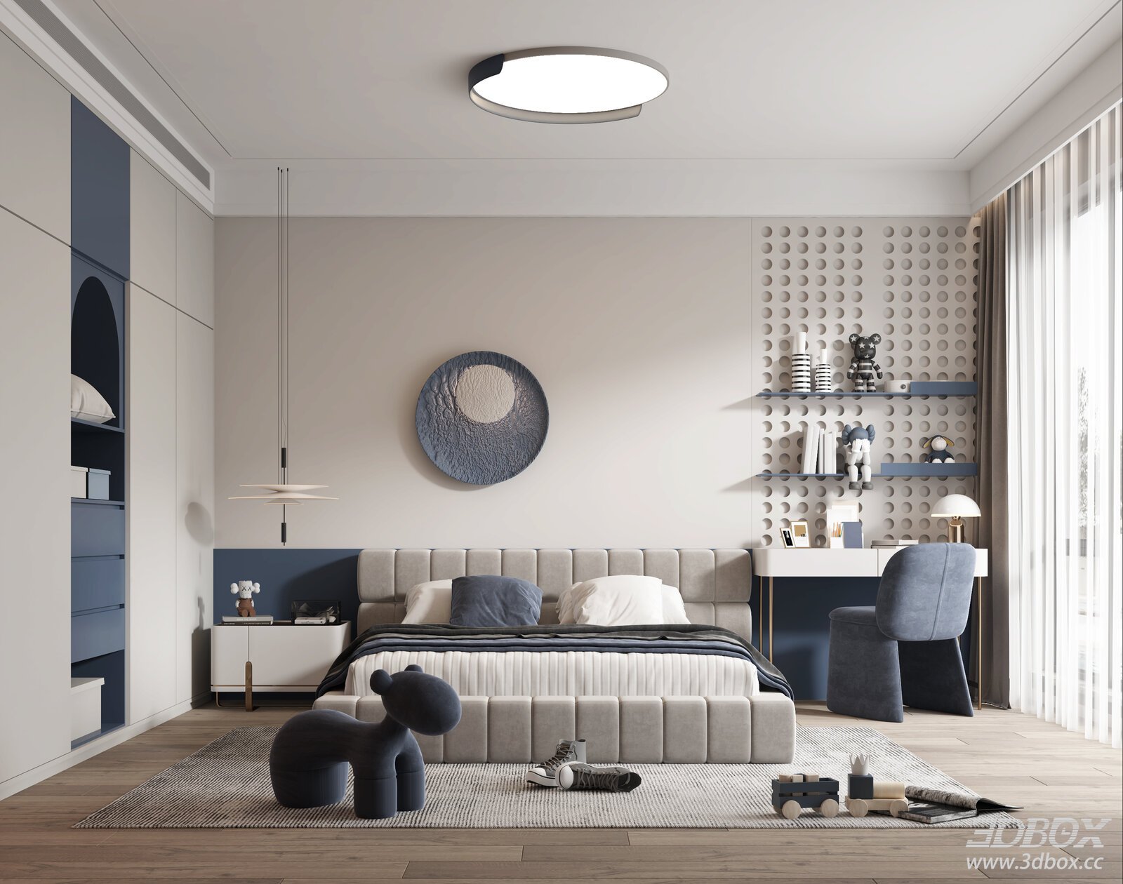 Modern Minimalist Kids Bedroom Interior Scene
