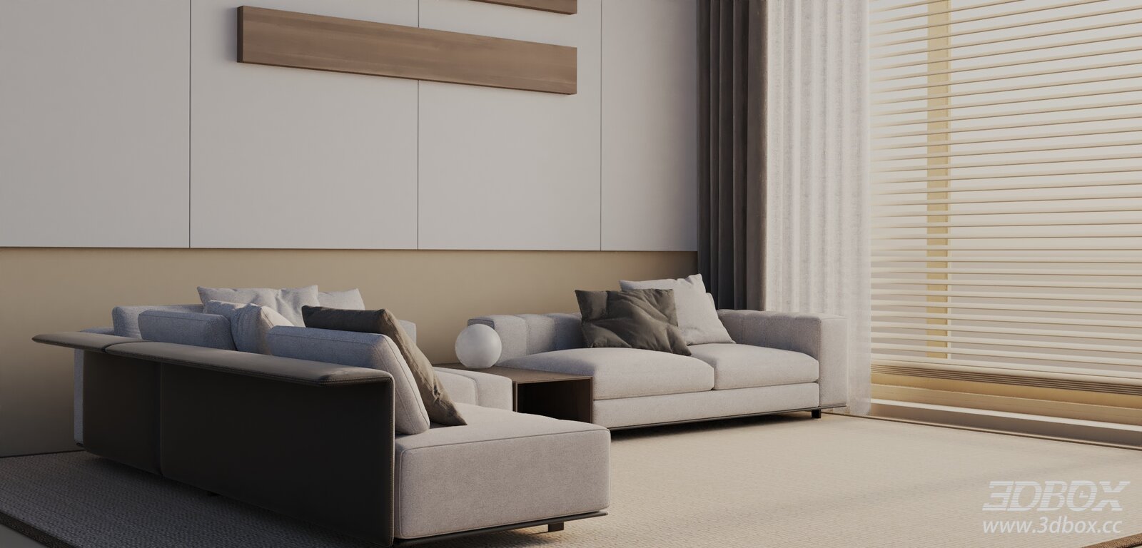 Modern L-shaped Fabric Leather Sectional Sofa Set