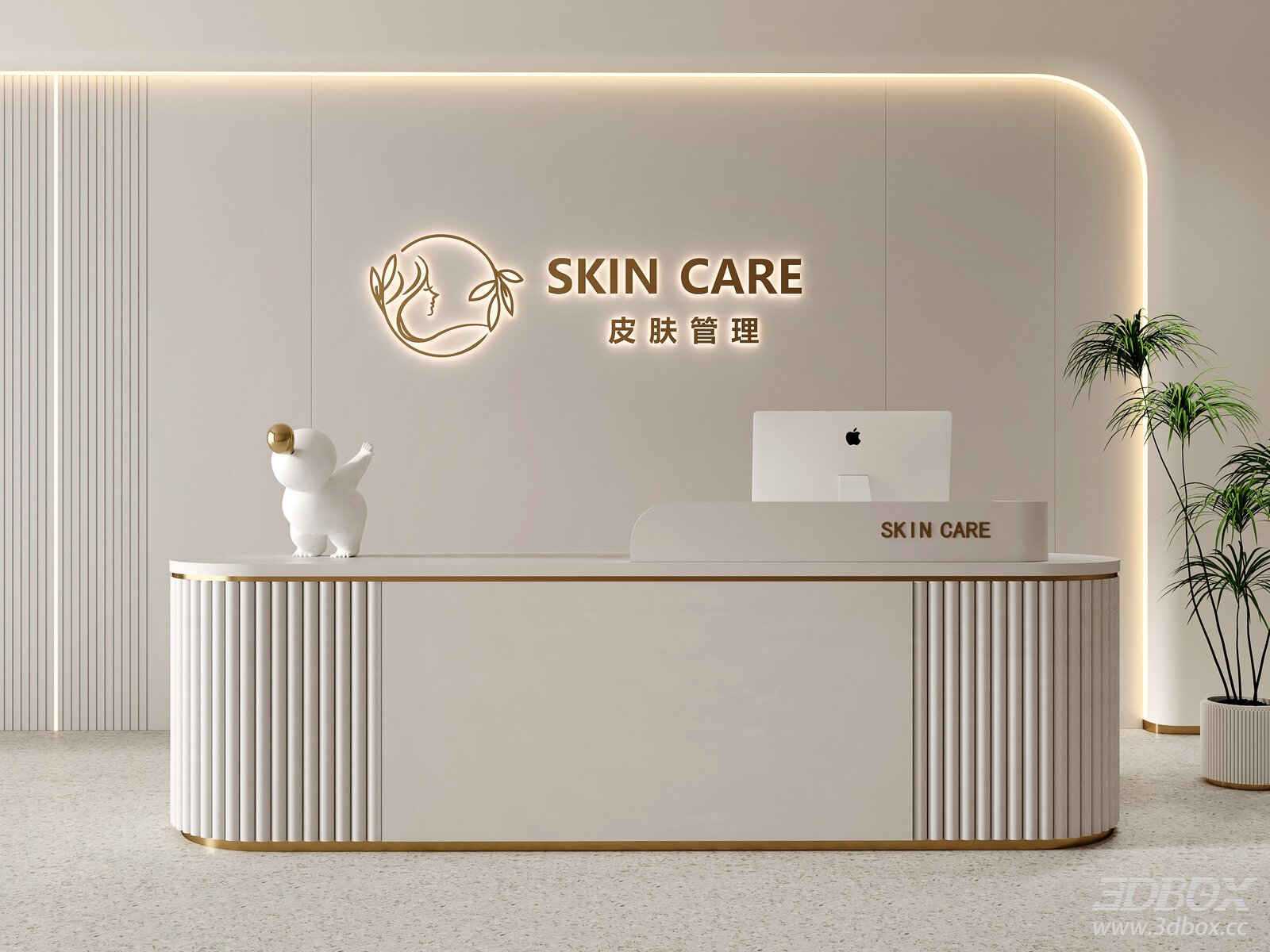 Modern Cream Style Beauty Salon Reception Desk Scene