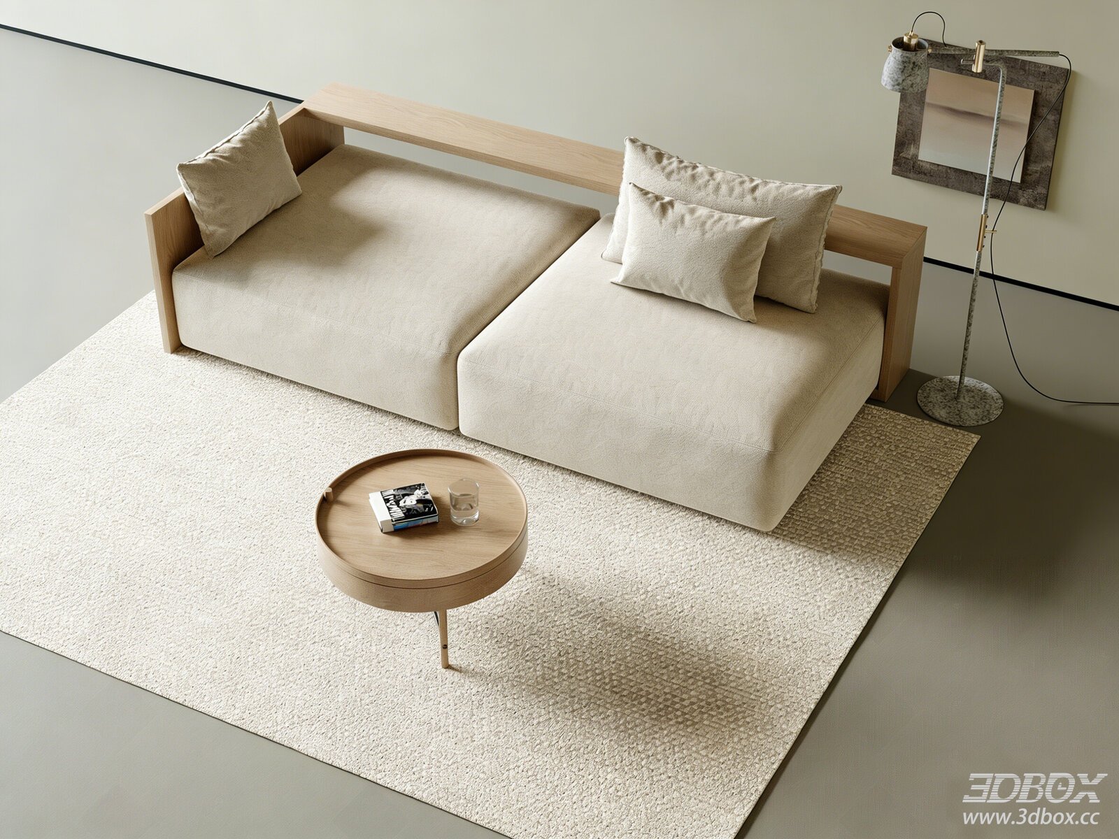 Modern Minimalist Sofa Set with Coffee Table and Floor Lamp