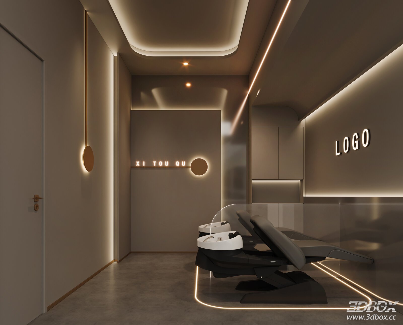 Modern Minimalist Hair Salon Shampoo Station Interior