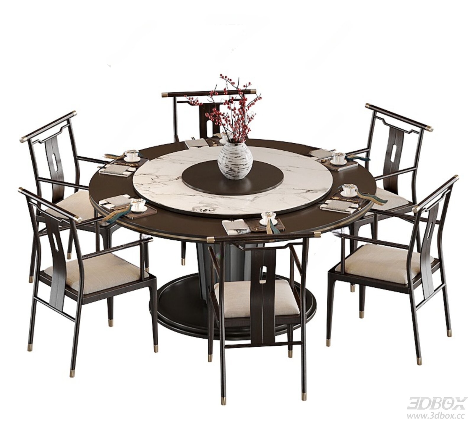 New Chinese Style Round Dining Table and Chairs Set