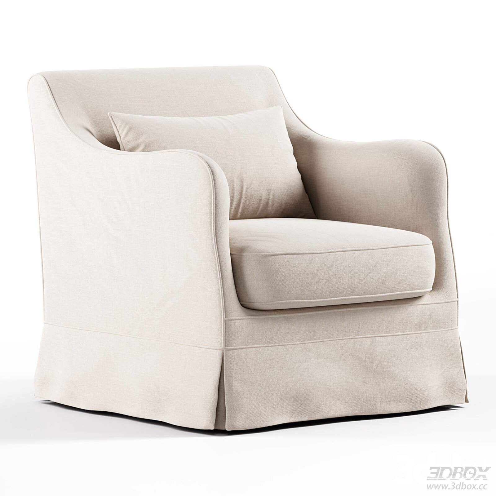 Modern Beige Linen Slipcover Single Armchair