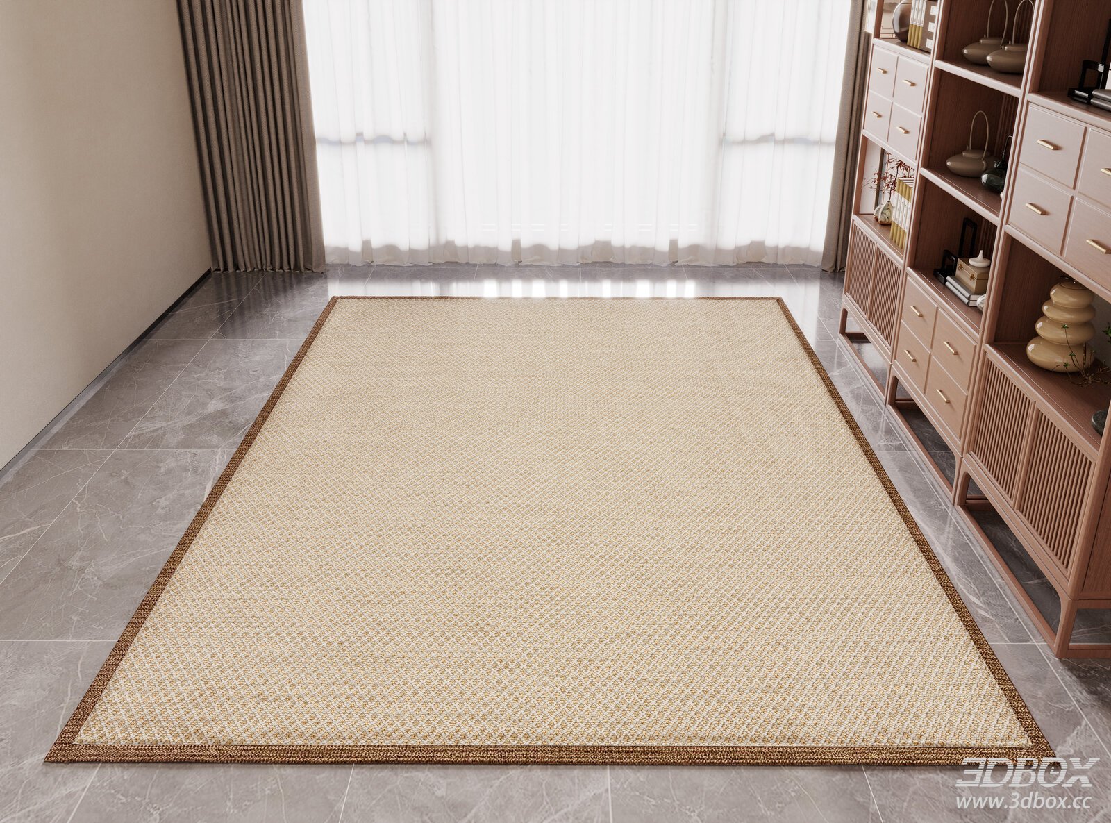 Beige Woven Linen Carpet Natural Fiber Floor Rug