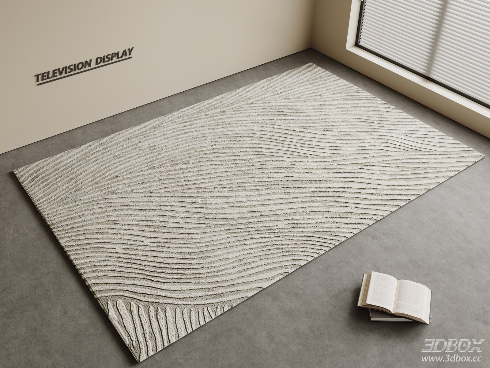 Modern Minimalist Cream Style Wavy Textured Living Room Carpet