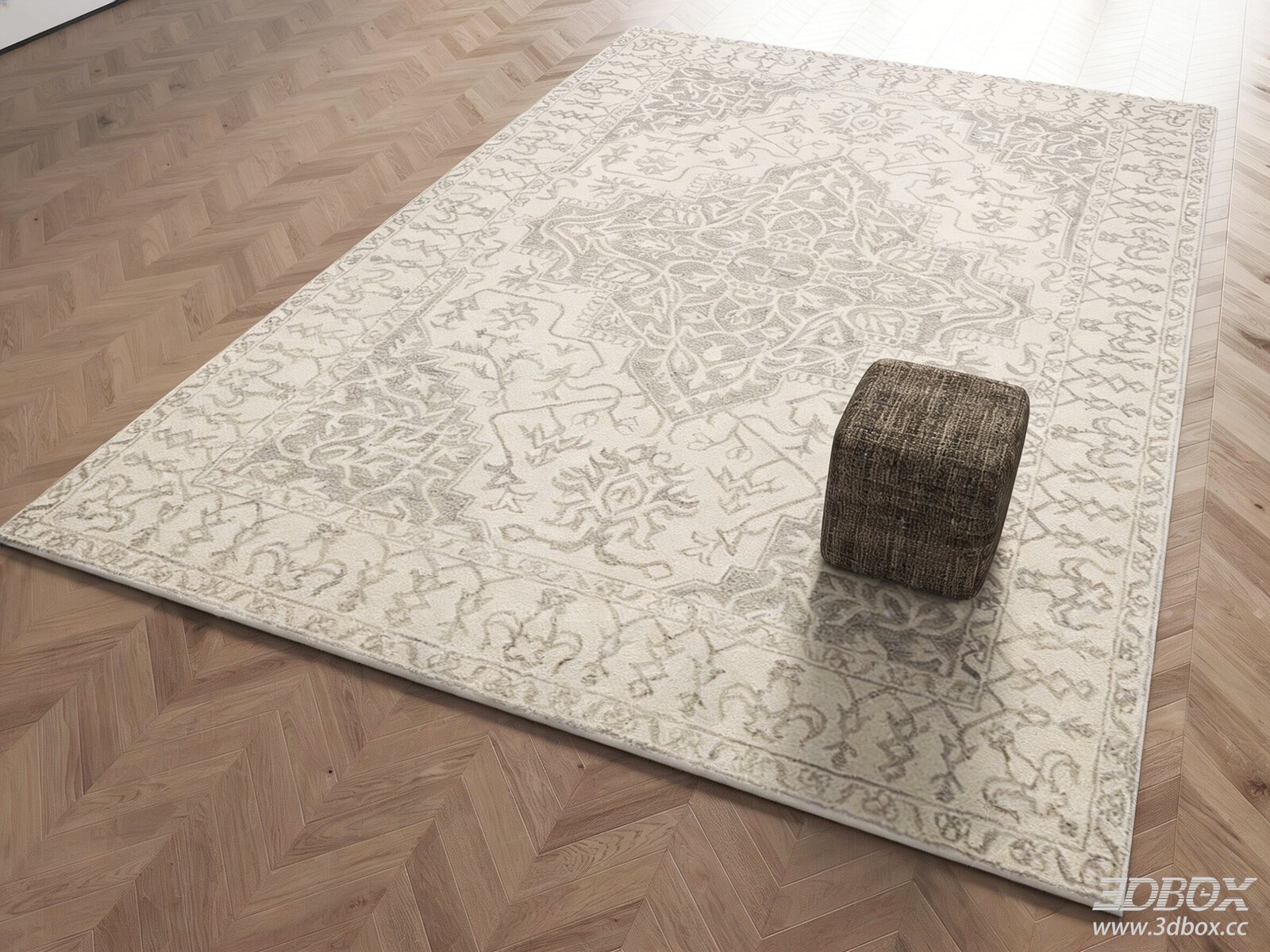 Vintage Wabi Sabi Cream Tone Living Room Area Rug