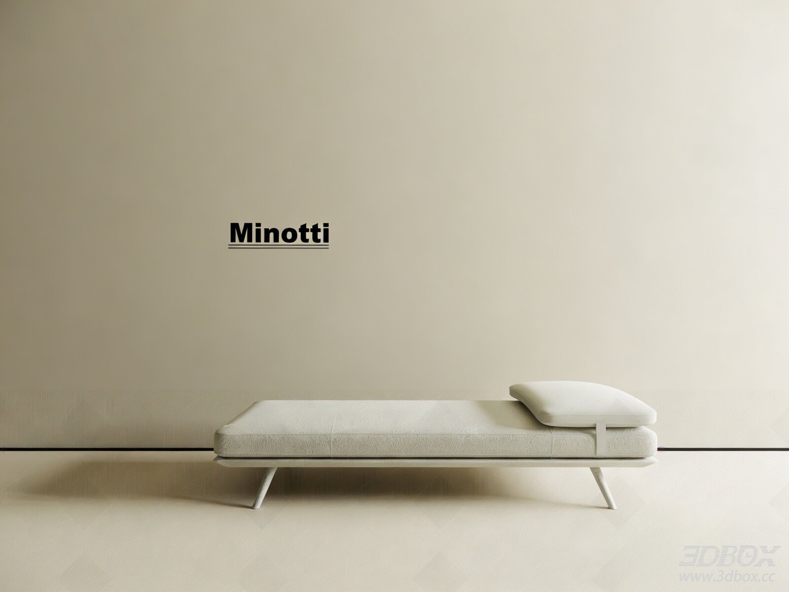 Modern Minimalist White Fabric Chaise Lounge Daybed