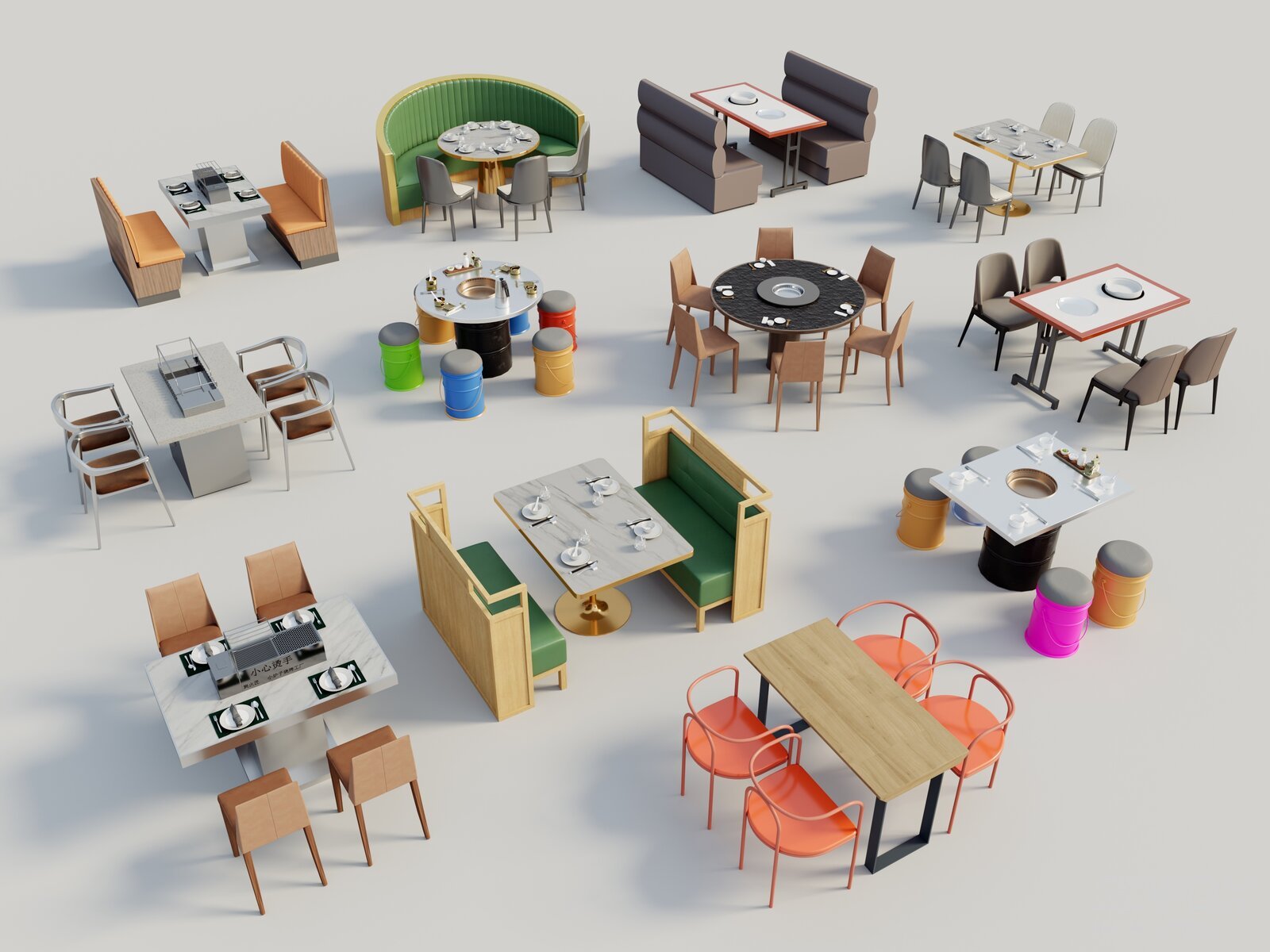 Modern Restaurant Dining Table and Chair Set Collection