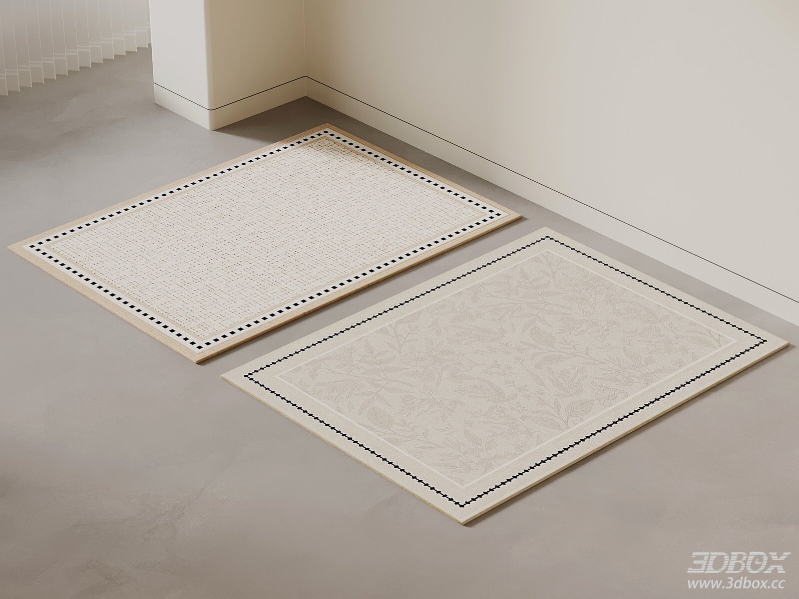 Modern Vintage Beige Rectangular Carpet Set