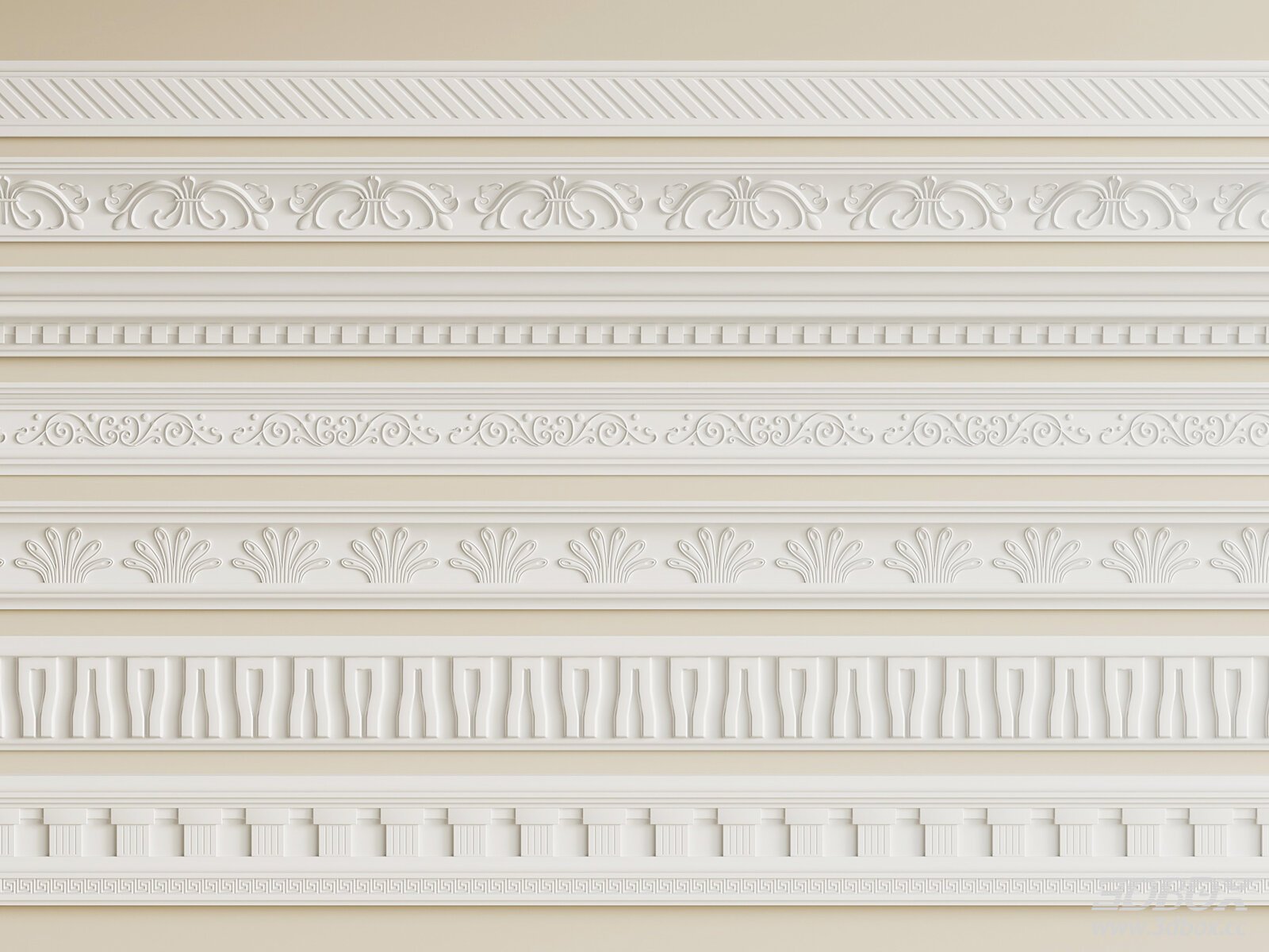 French Vintage Decorative Plaster Molding Set