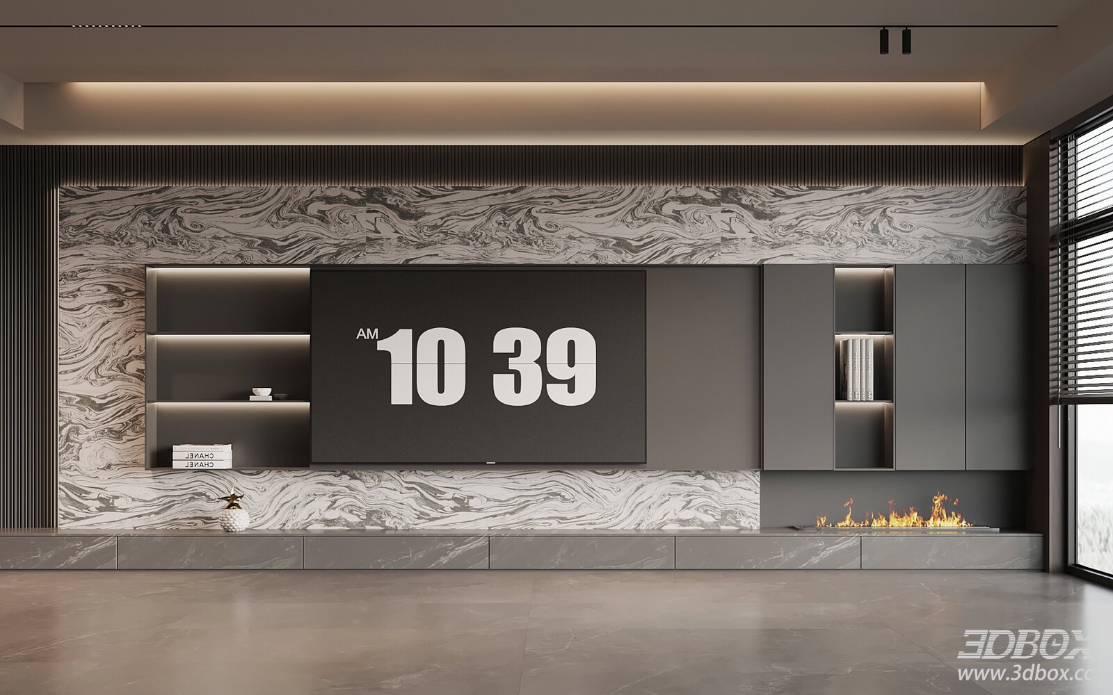 Modern Italian Style Marble TV Wall Unit