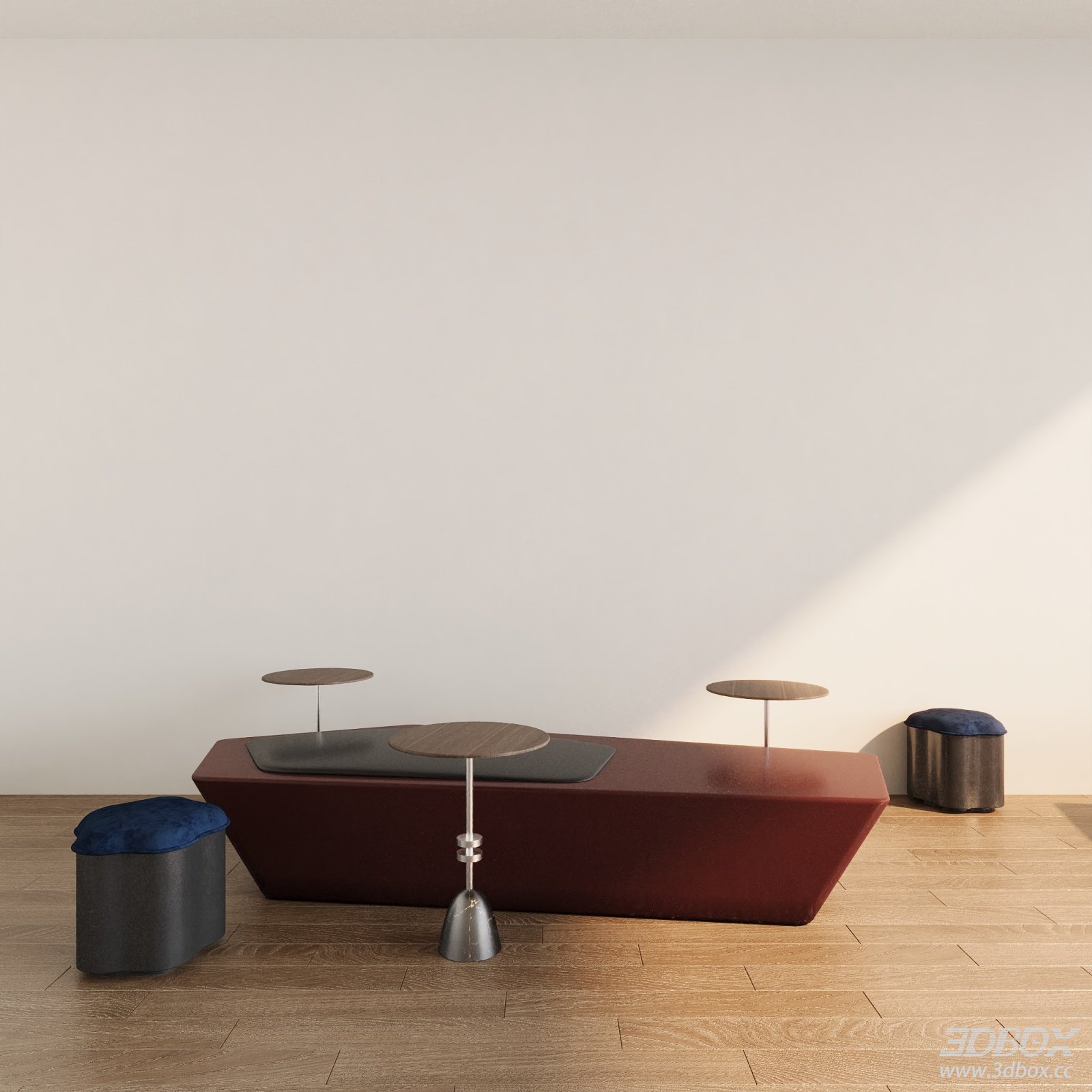Modern Minimalist Sofa Set with Side Tables and Stools