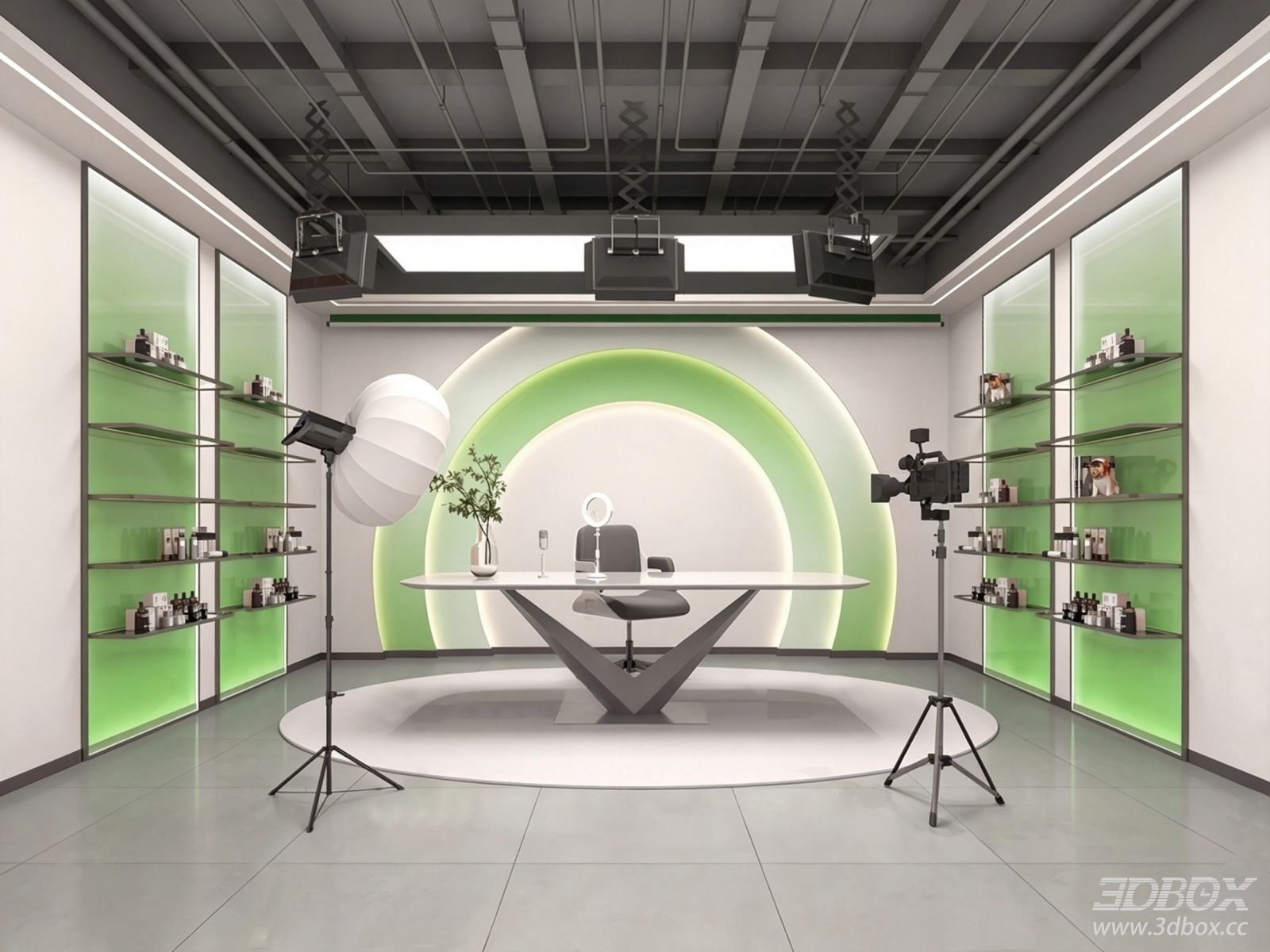 Modern Green Product Display Live Streaming Showroom