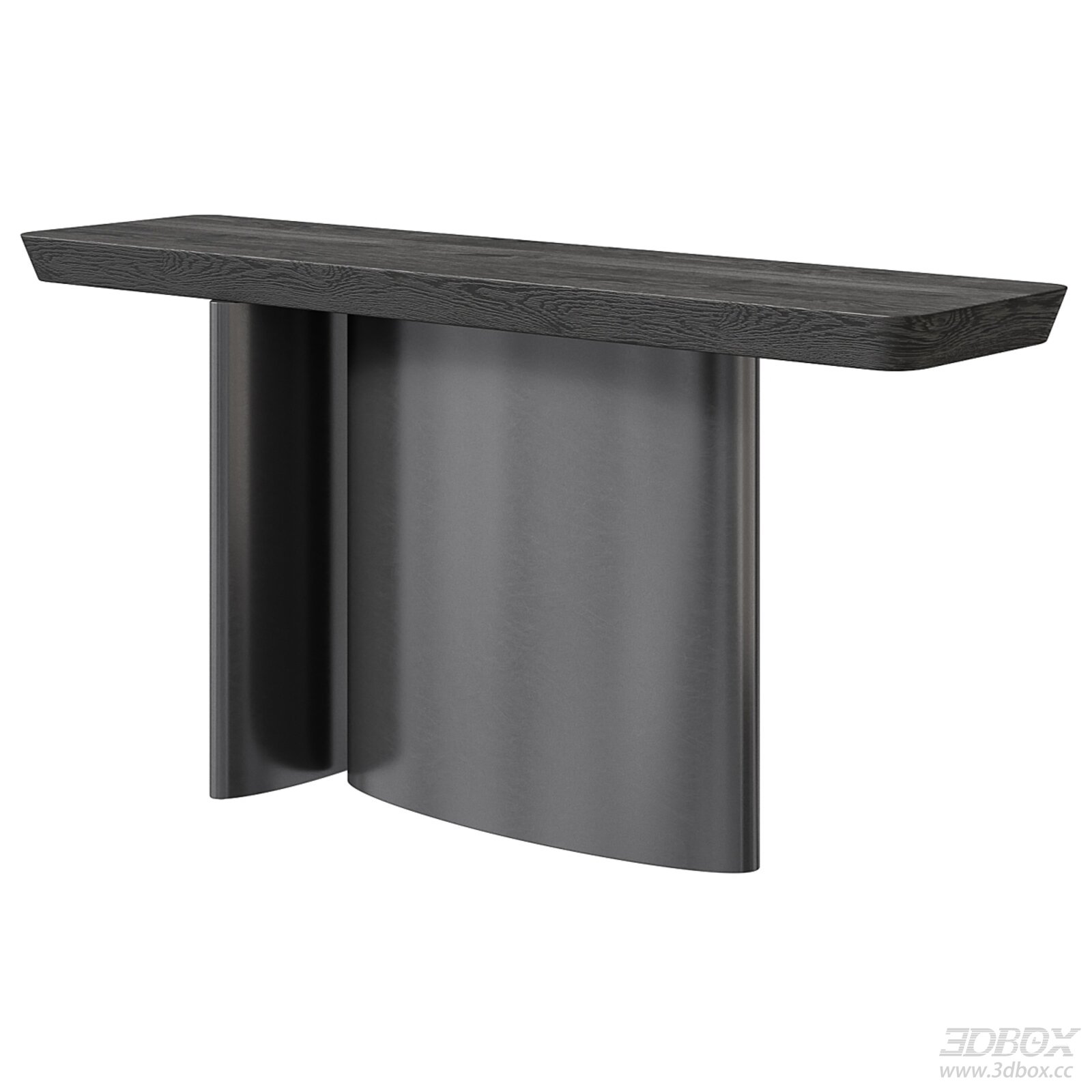 Modern Dark Wood Metal Base Console Table