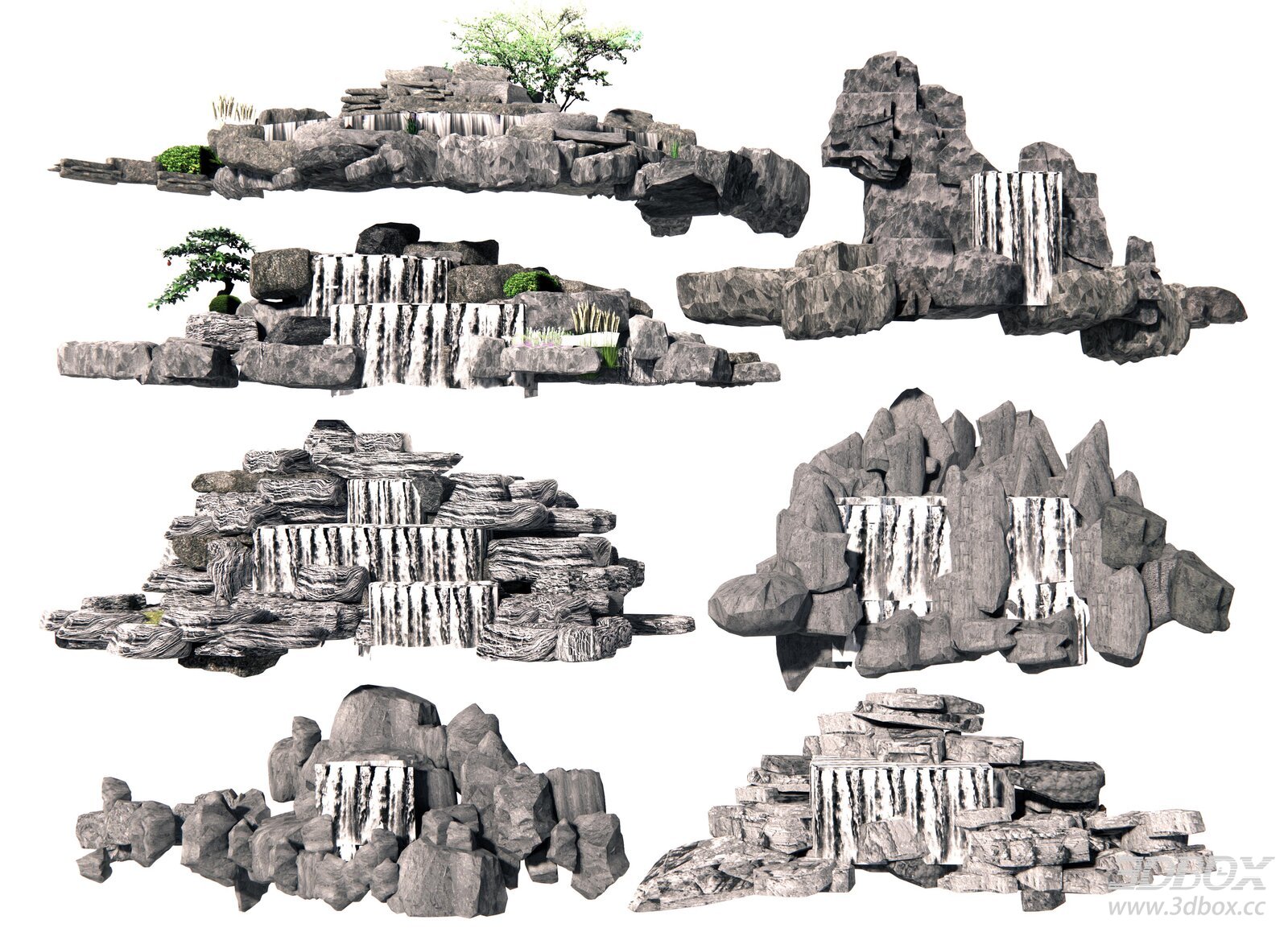 Chinese Style Rockery Waterfall Landscape Set