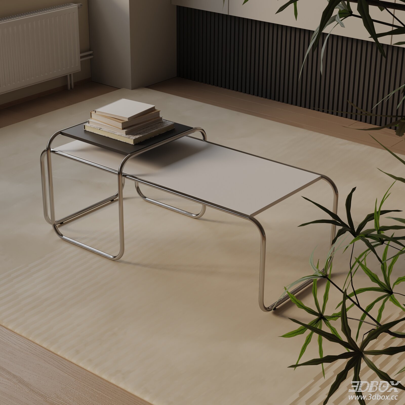 Modern Minimalist Metal Frame Coffee Table Set