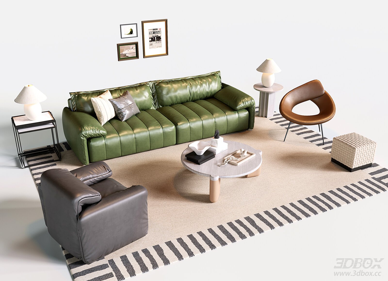 Italian Style Leather Sofa Set with Coffee Table