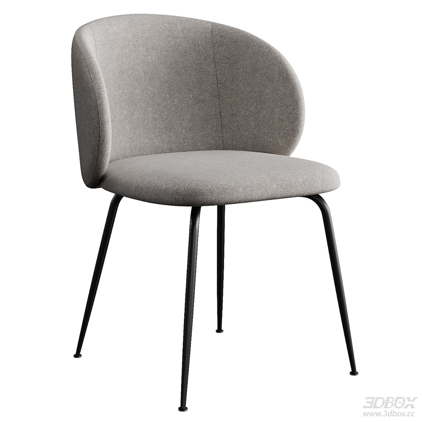Minimalist Fabric Upholstered Dining Chair with Metal Legs