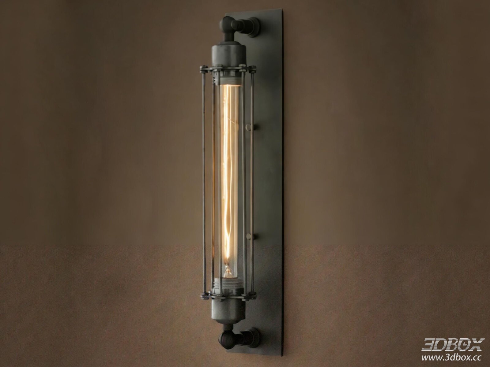 American Industrial Metal Glass Long Wall Sconce