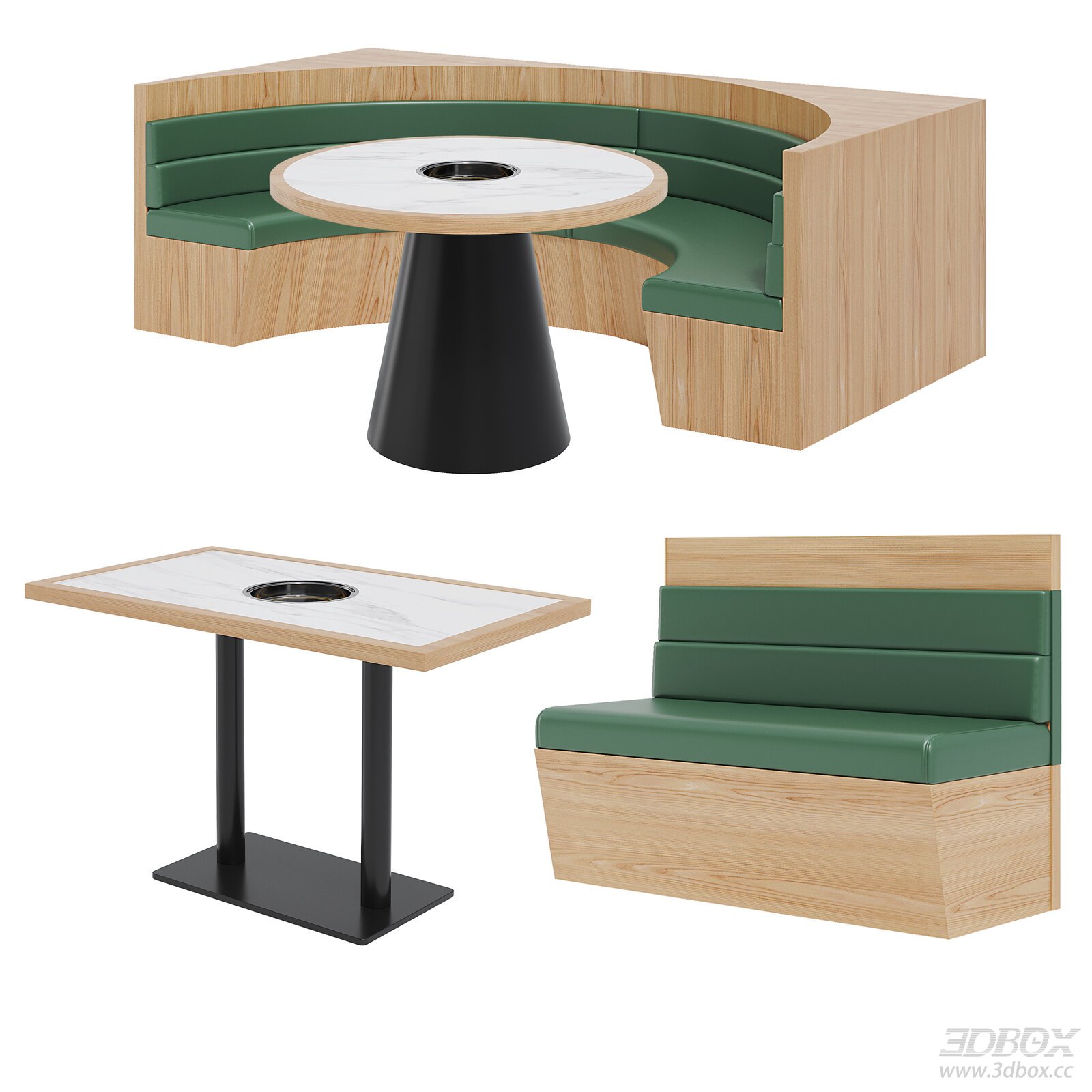 Modern Wood Marble Hot Pot Booth Dining Set