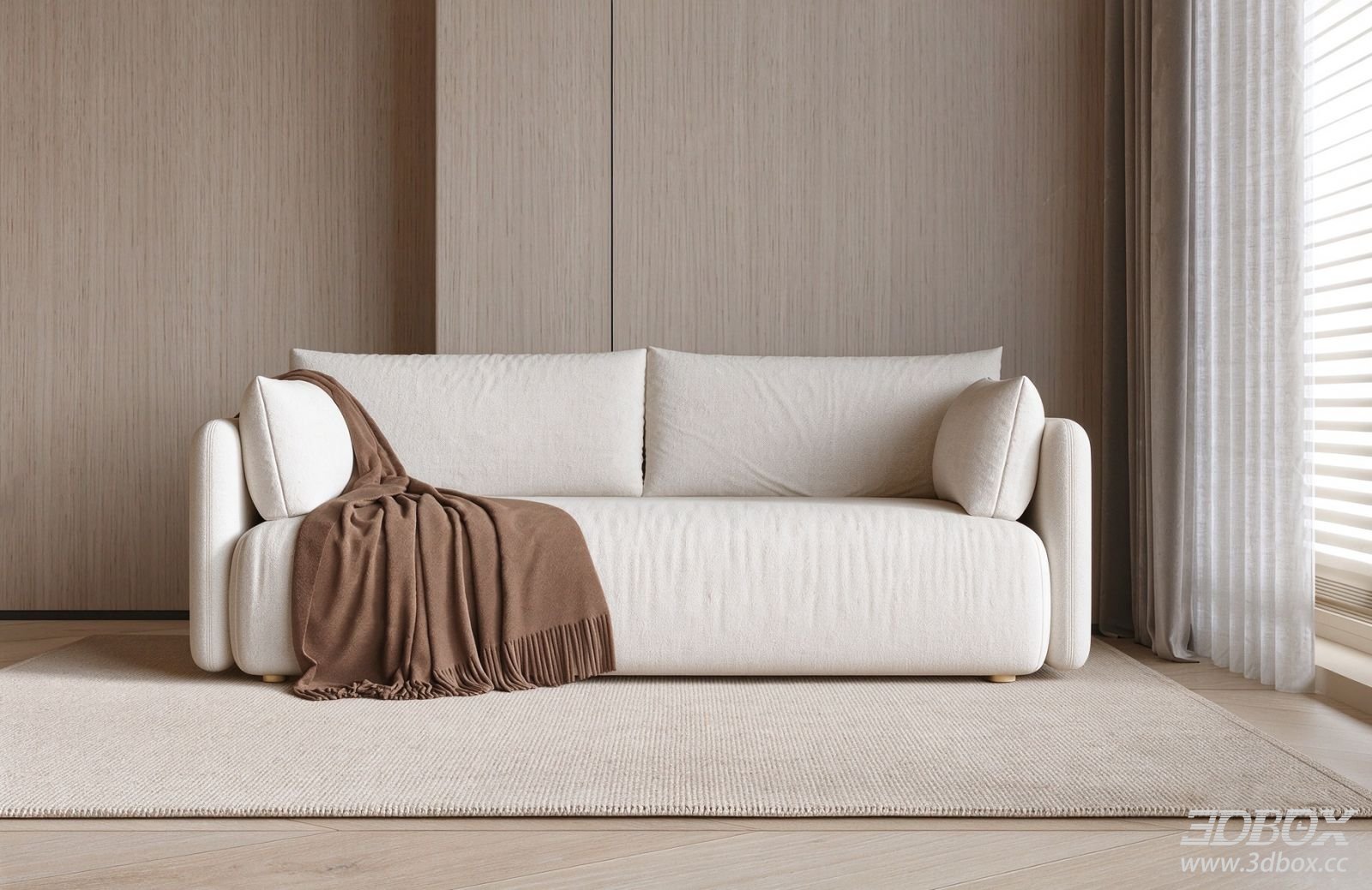 Modern Minimalist Fabric Beige Sofa Set for Living Room