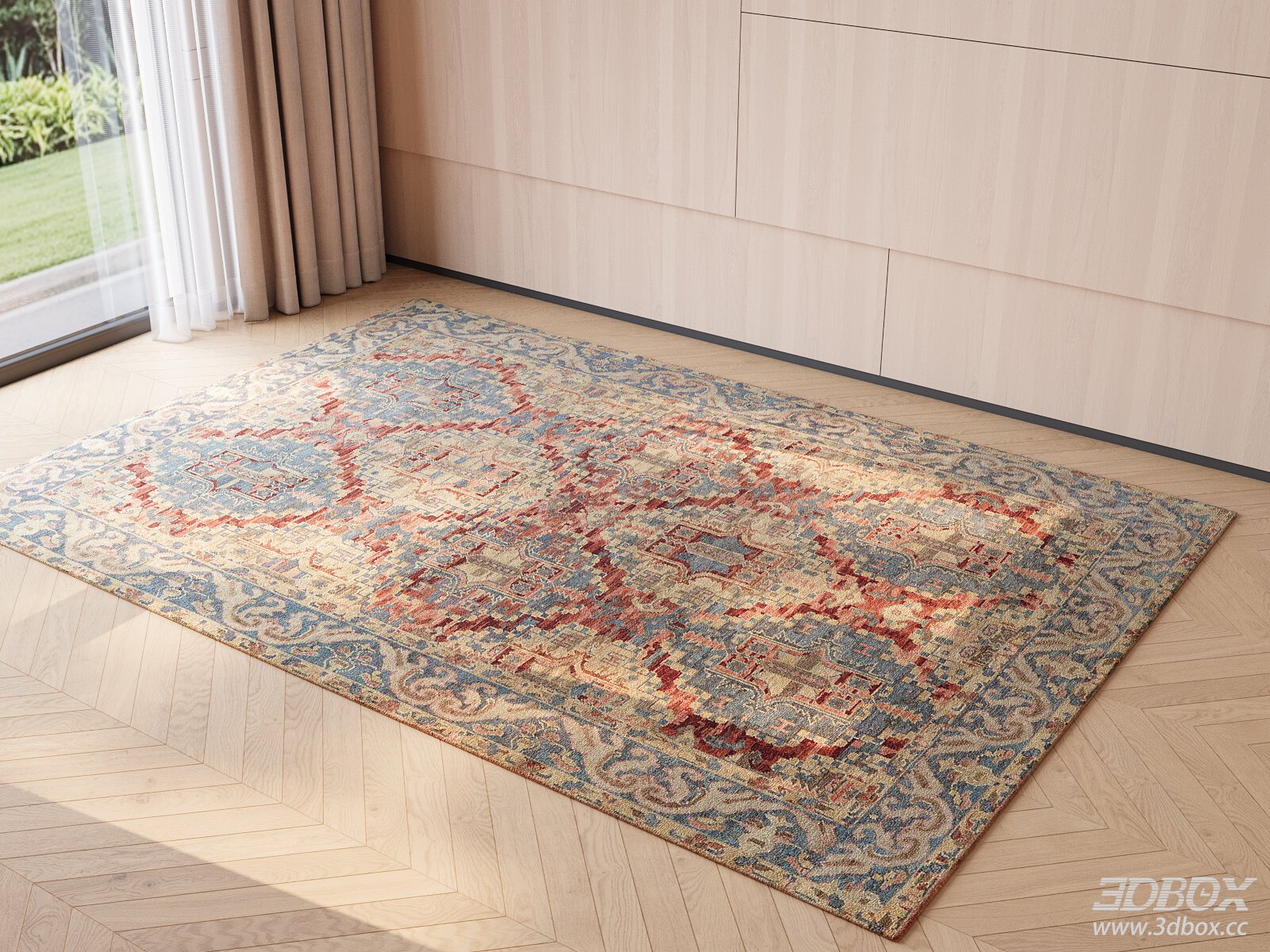 Vintage Patterned Wool Carpet for Living Room and Bedroom