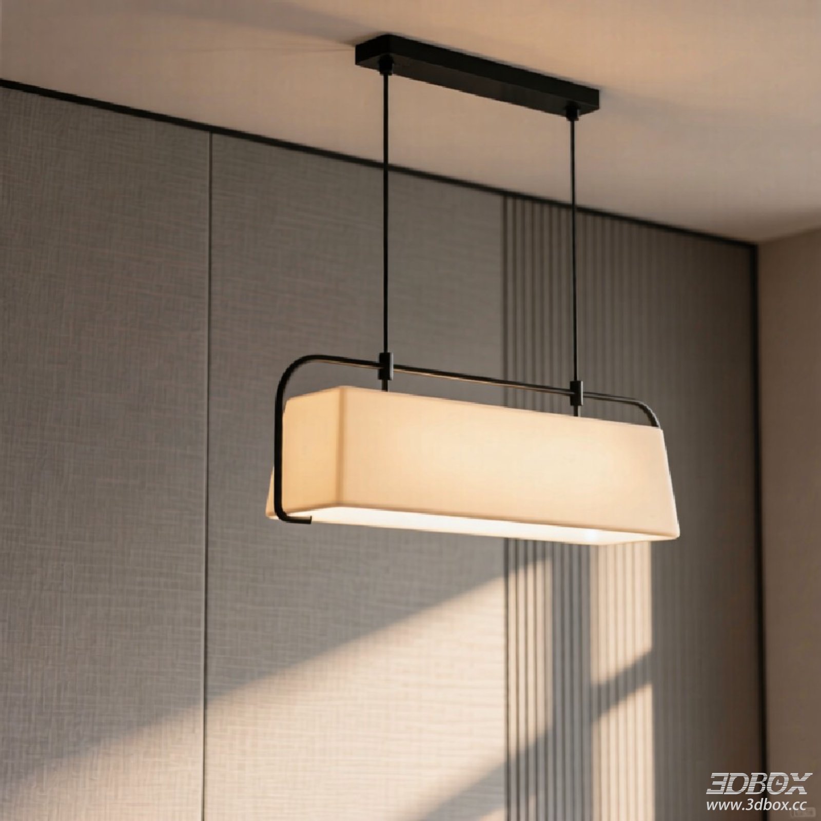 Modern Rectangular Fabric Shade Pendant Ceiling Lamp