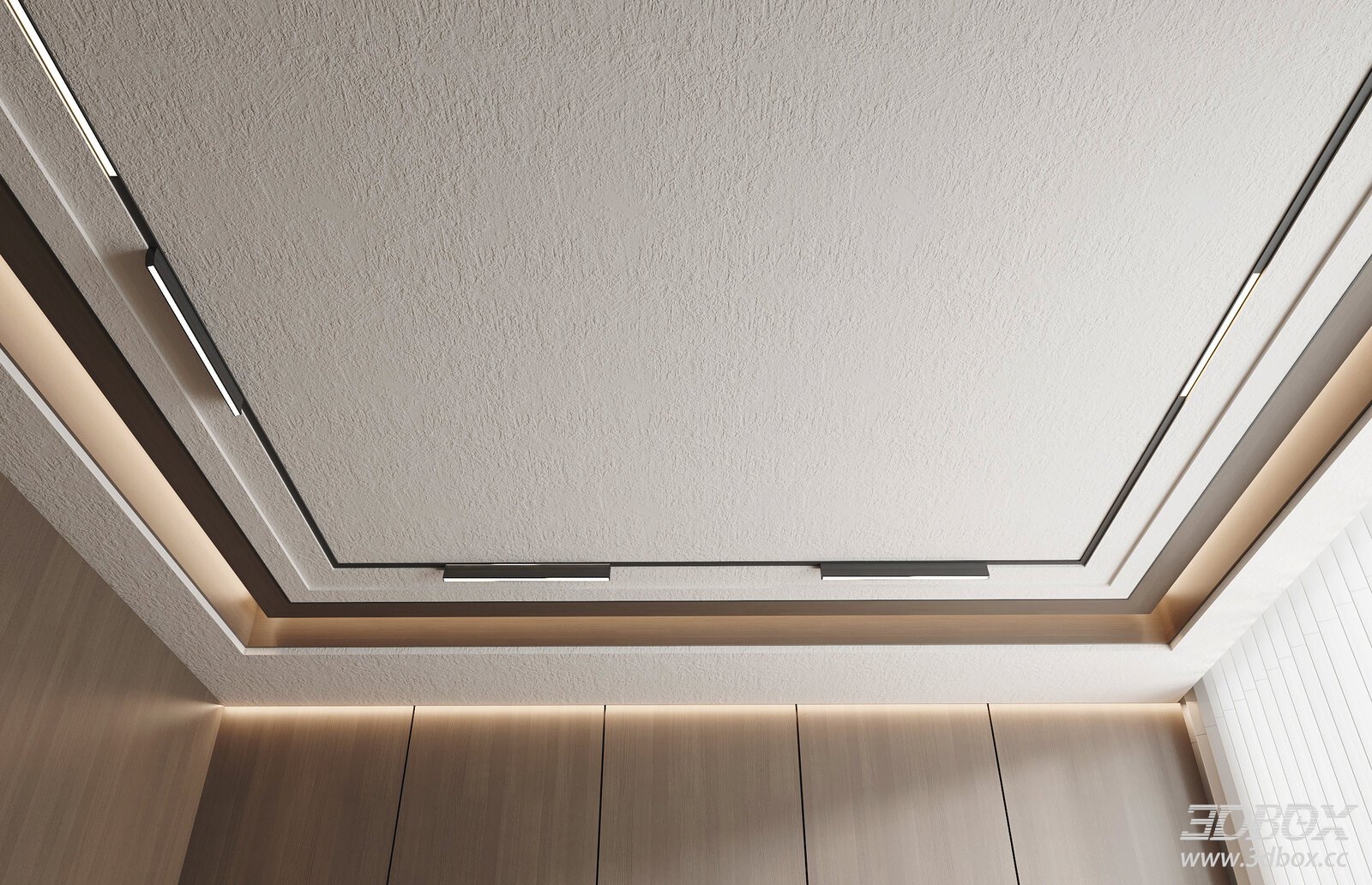 Modern New Chinese Style Ceiling With Linear Lighting