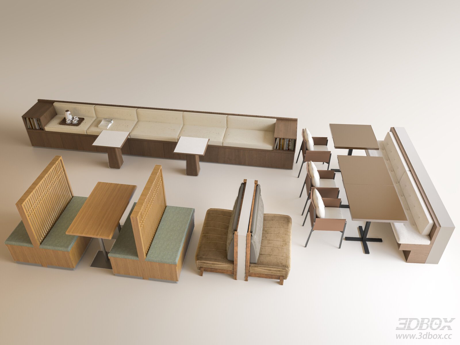 Modern Cafe Restaurant Booth Seating Furniture Set