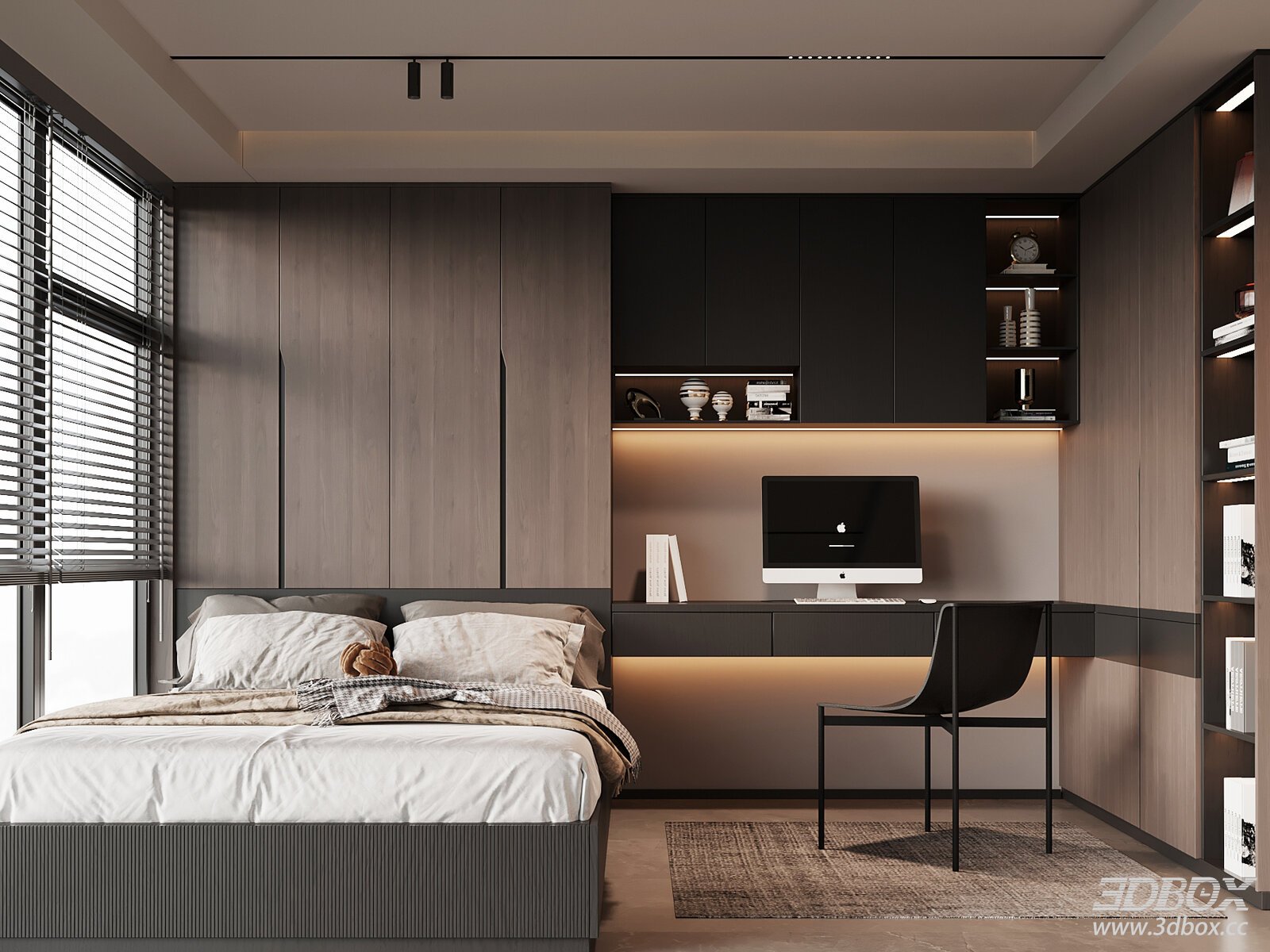 Modern Italian Style Tatami Bedroom with Study Nook