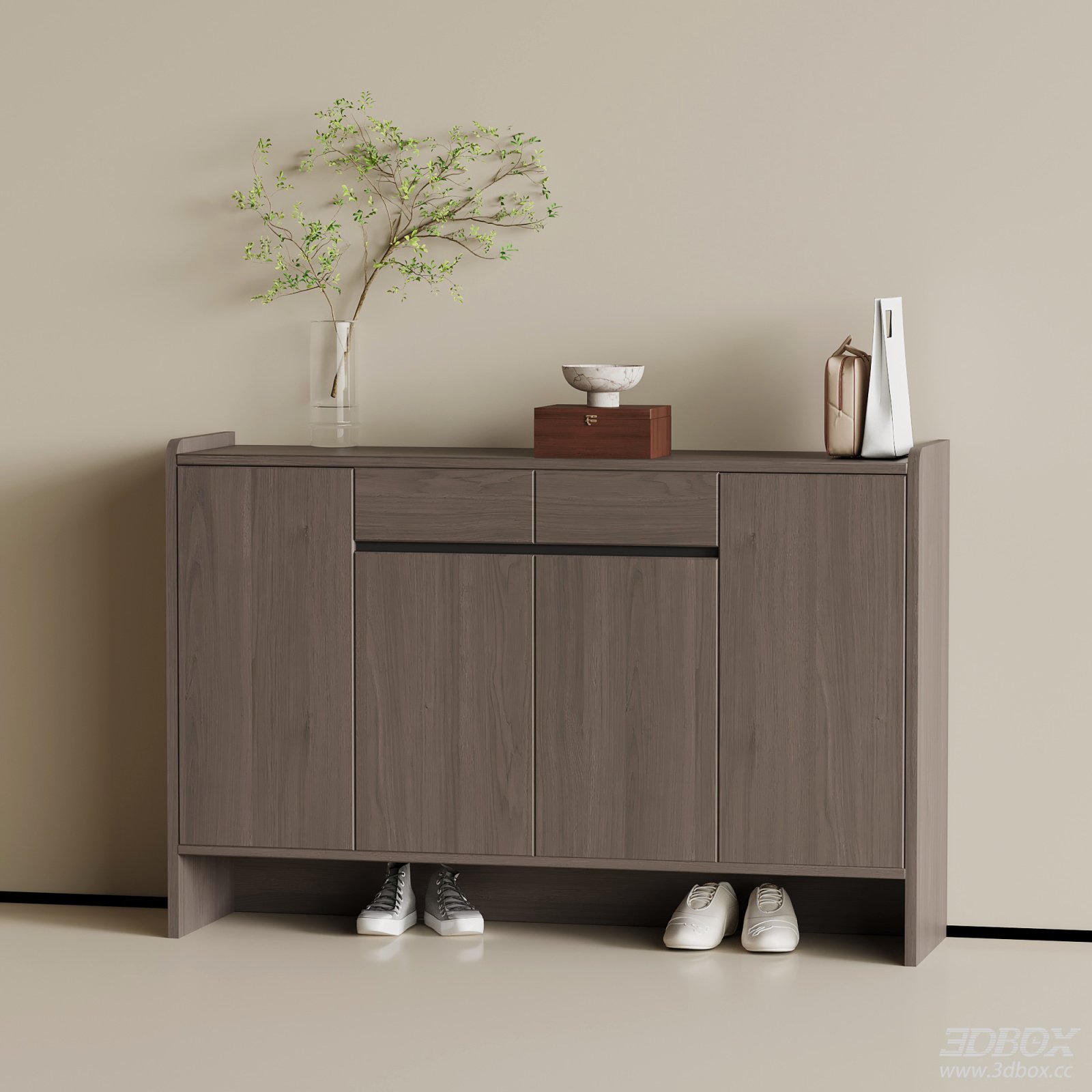 Modern Italian Style Wooden Hallway Shoe Cabinet