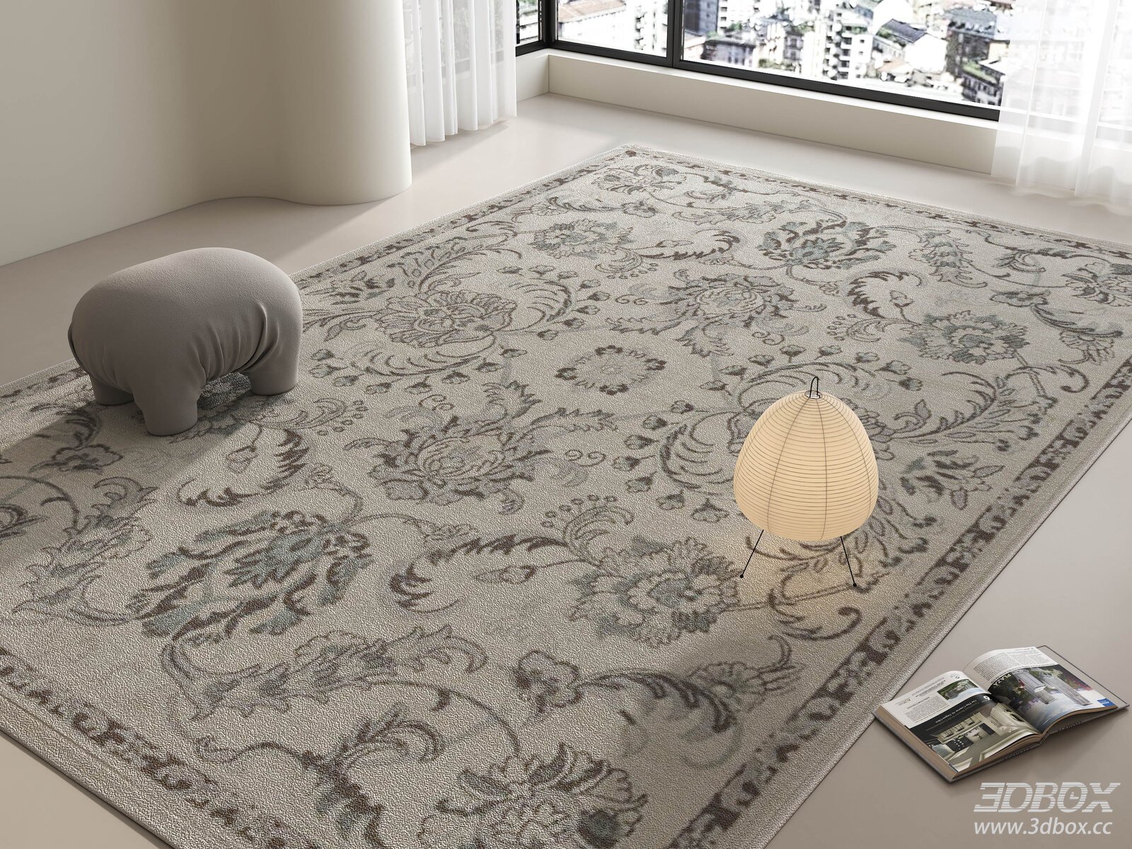 Vintage Floral French Style Living Room Square Carpet